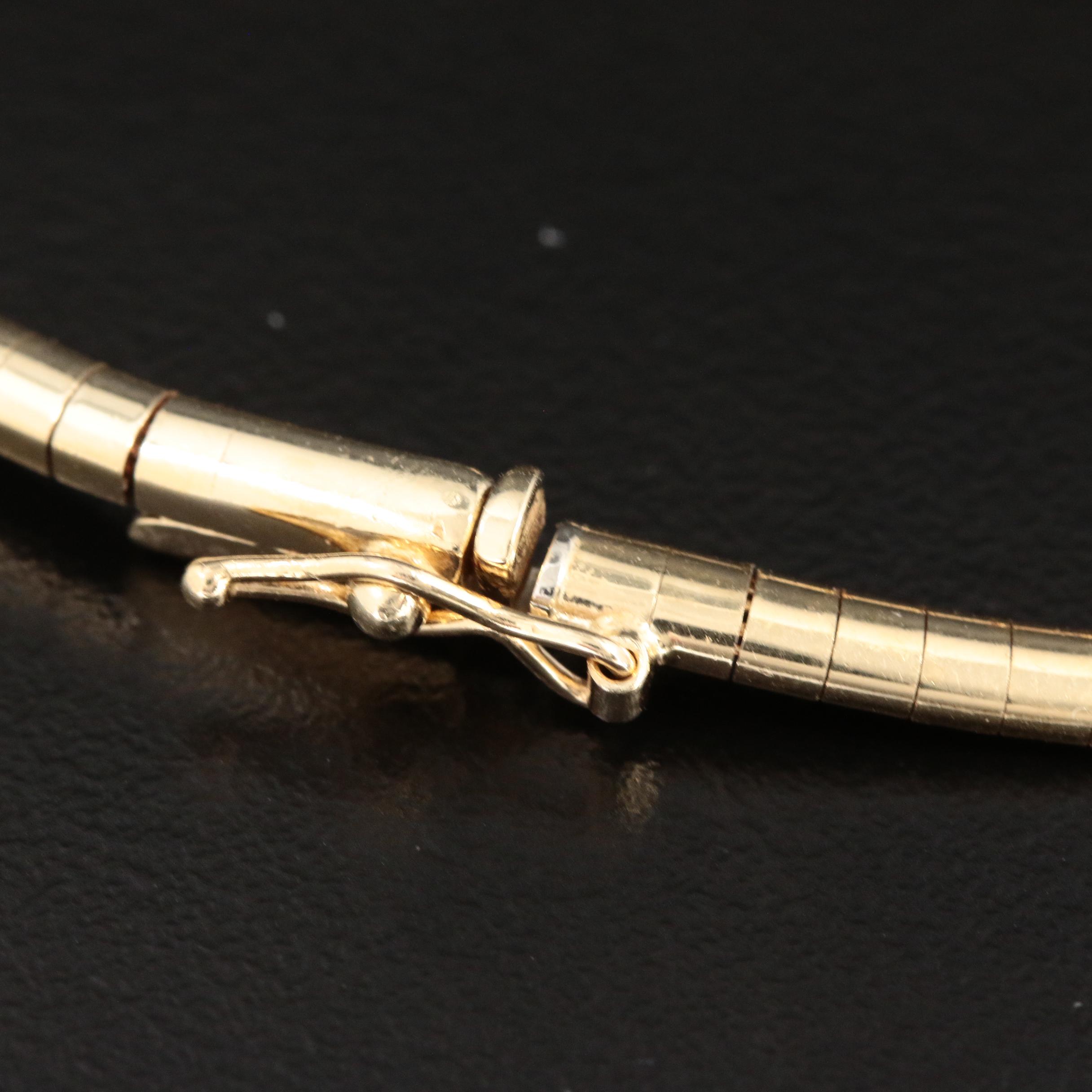 14K Yellow Gold Omega Link Necklace with Extender