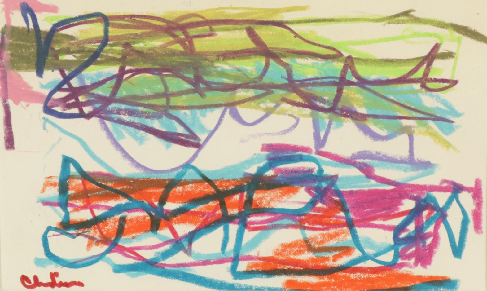 Paul Chidlaw Abstract Marker Drawing, Mid to Late 20th Century