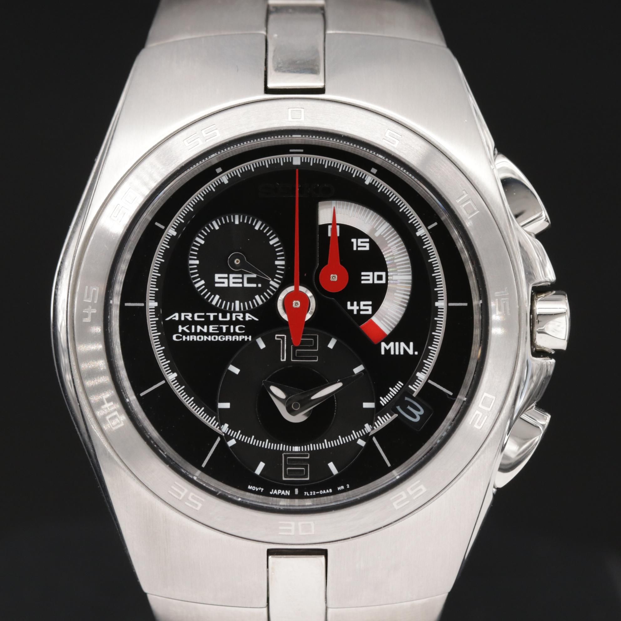 Seiko Arctura Kinetic Stainless Steel Chronograph Watch