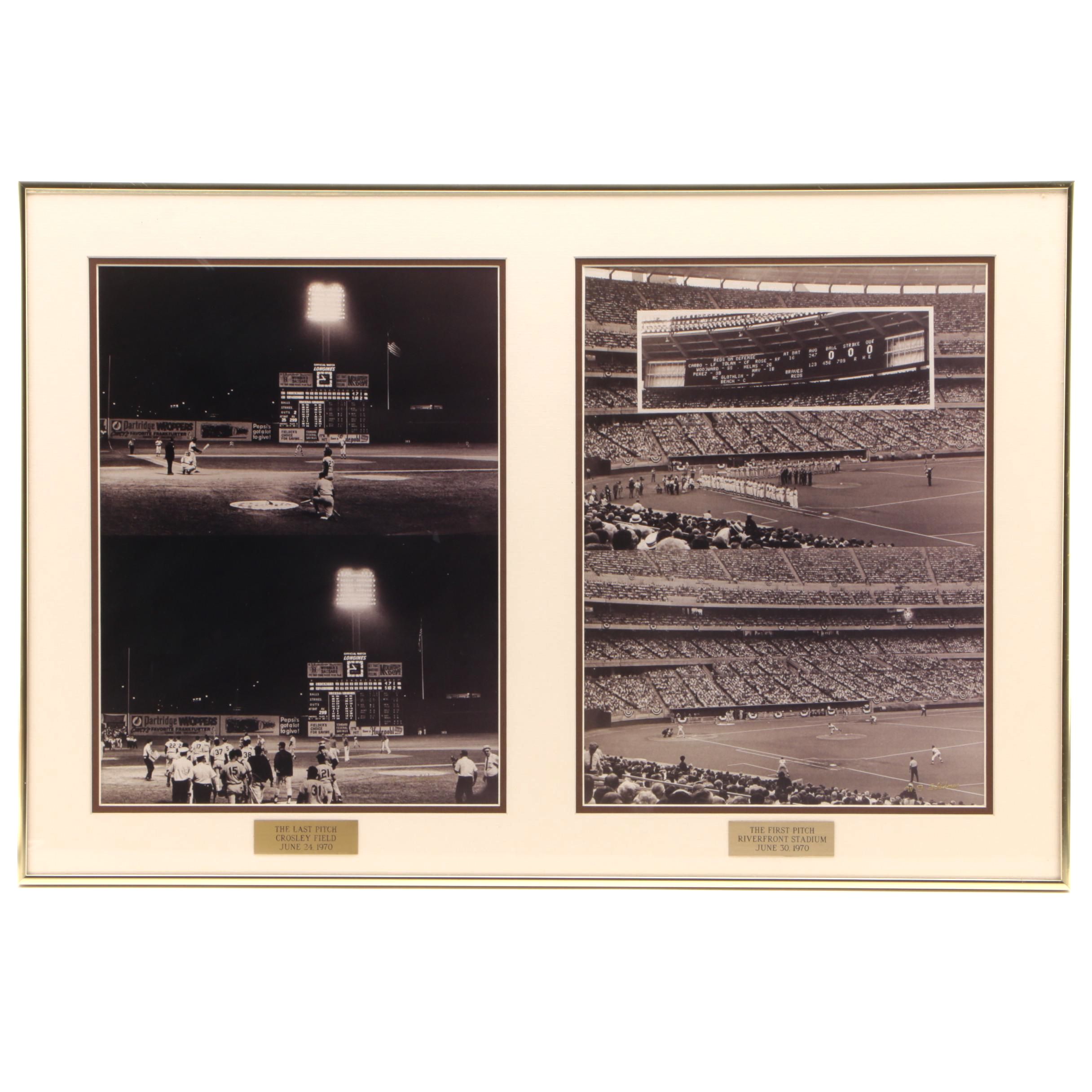 W.F. Schildman "Last and First Game" Crosley-Riverfront Baseball Print Display