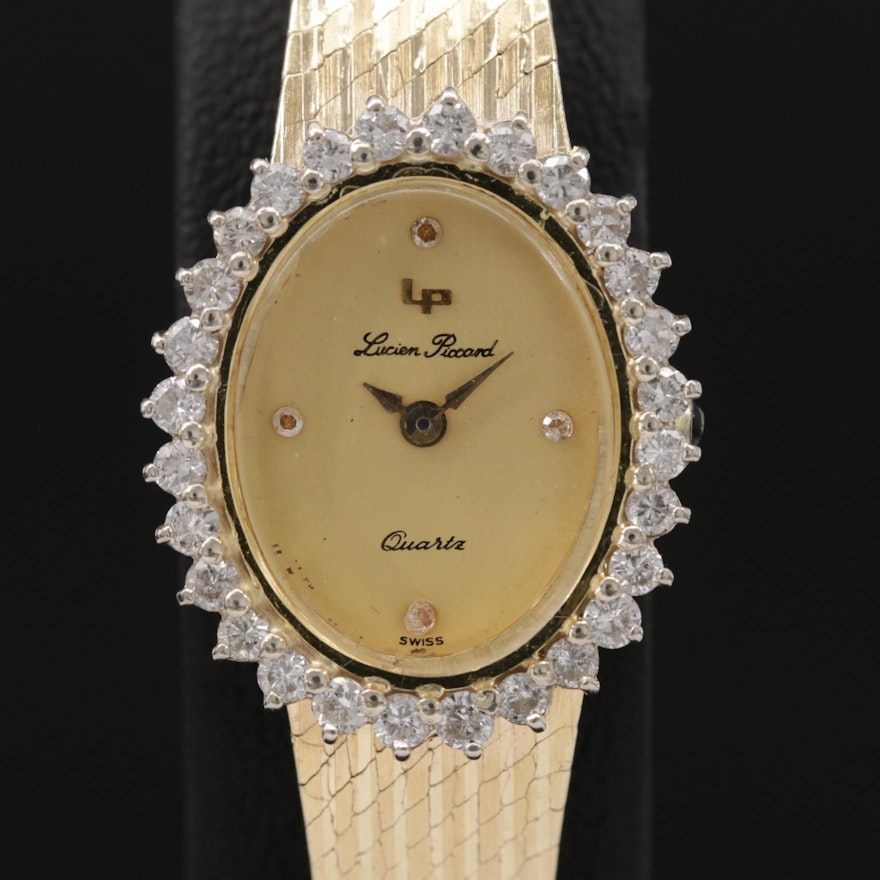 Lucien Piccard Diamond and 14K Gold Wristwatch