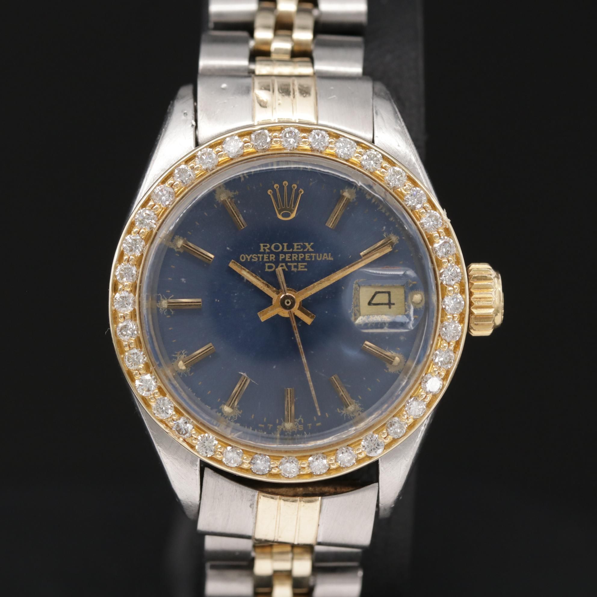 Rolex Date 18K Gold, Diamond and Stainless Steel Watch with 14K Bracelet, 1978