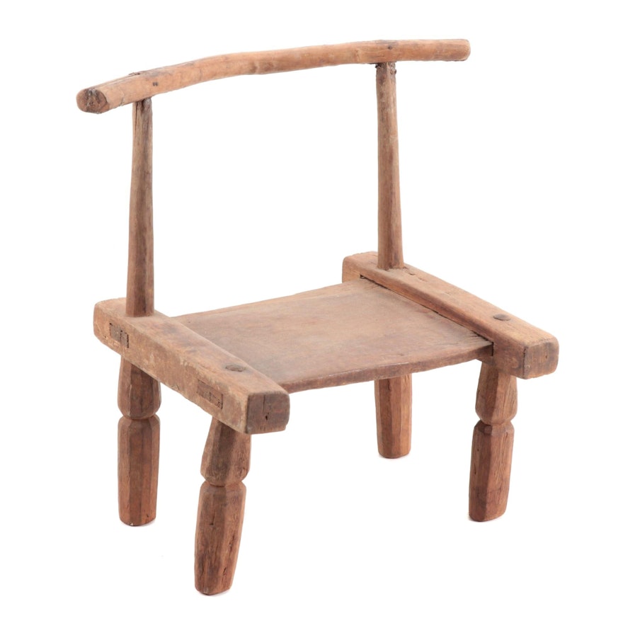 West African Style Wooden Low Chair