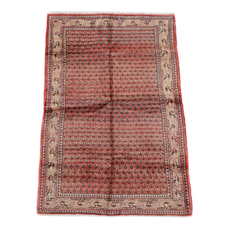 4'3 x 6'5 Hand-Knotted Persian Mir Serabend Wool Rug