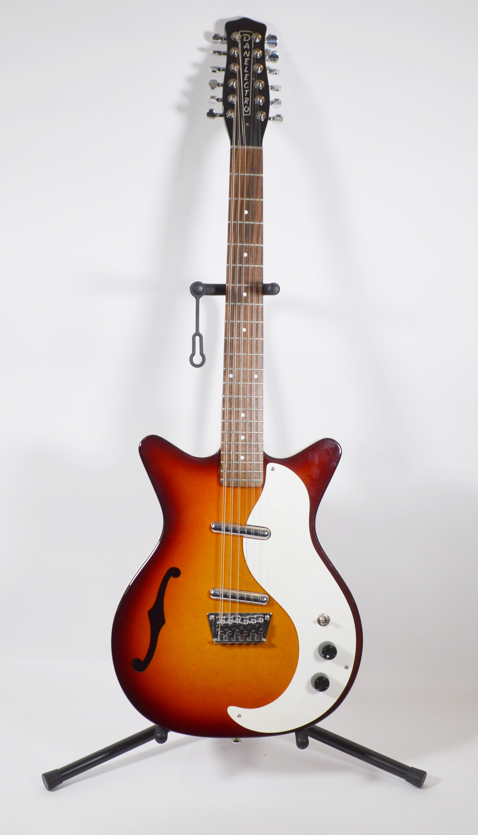 Danelectro 12 String Electric Guitar Tobacco Sunburst and Hard Carrying Case