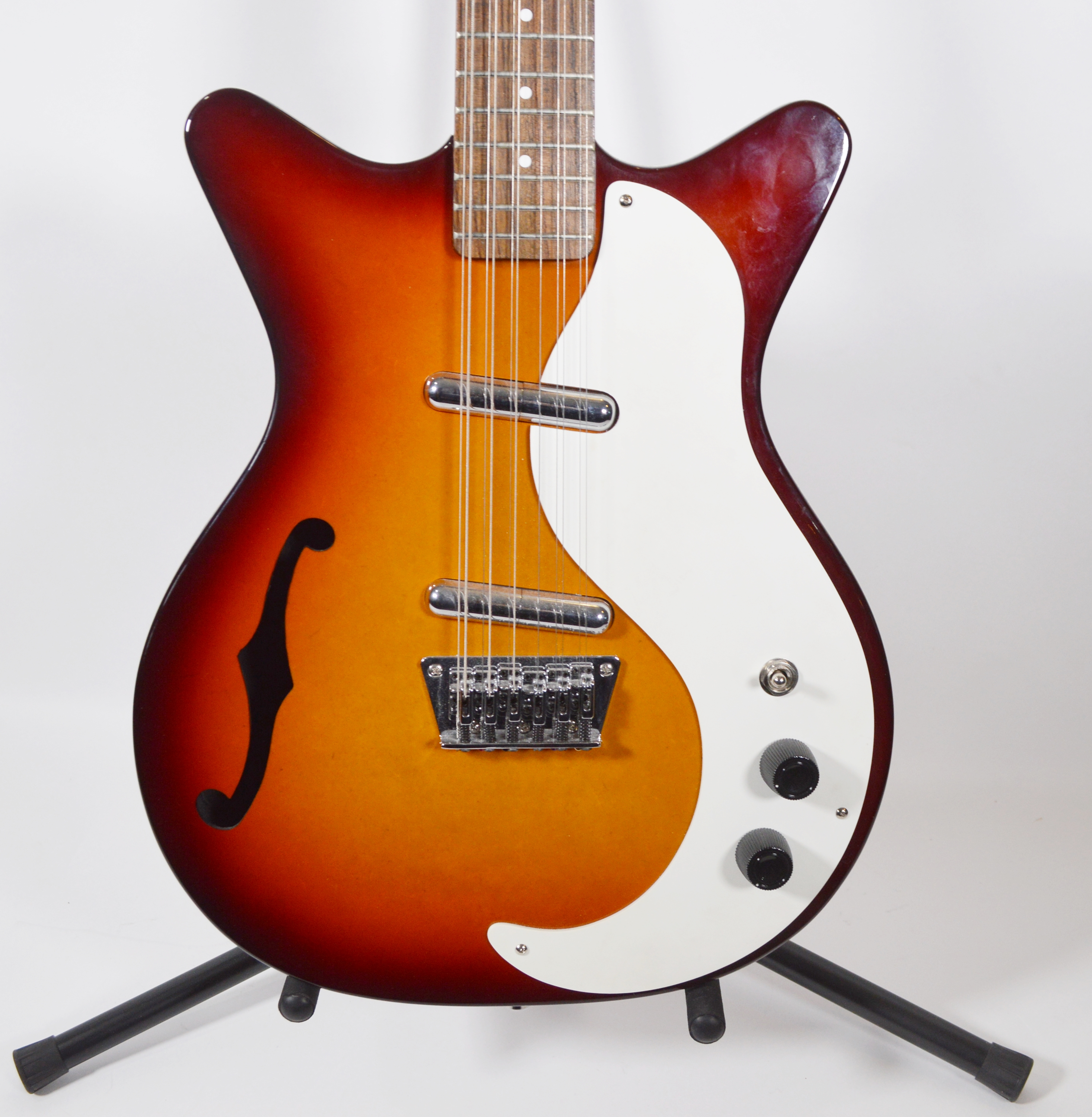 Danelectro 12 String Electric Guitar Tobacco Sunburst and Hard Carrying Case