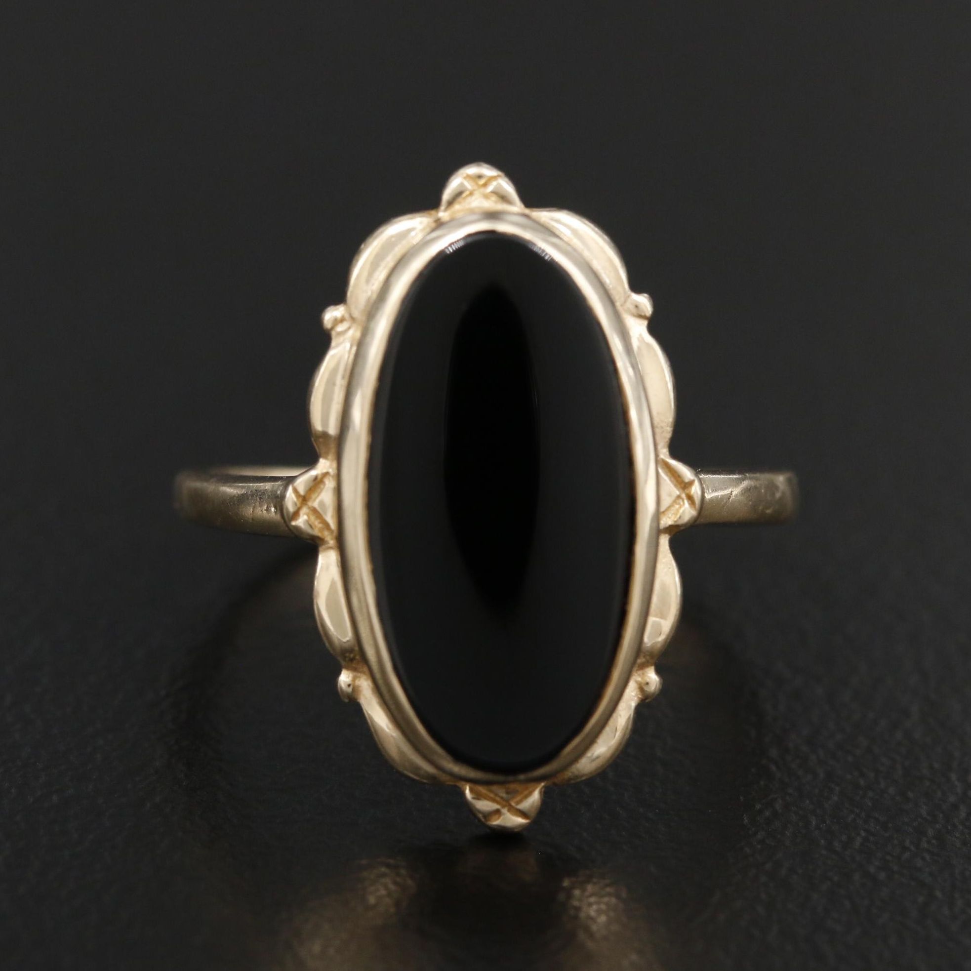 14K Yellow Gold Black Onyx Ring