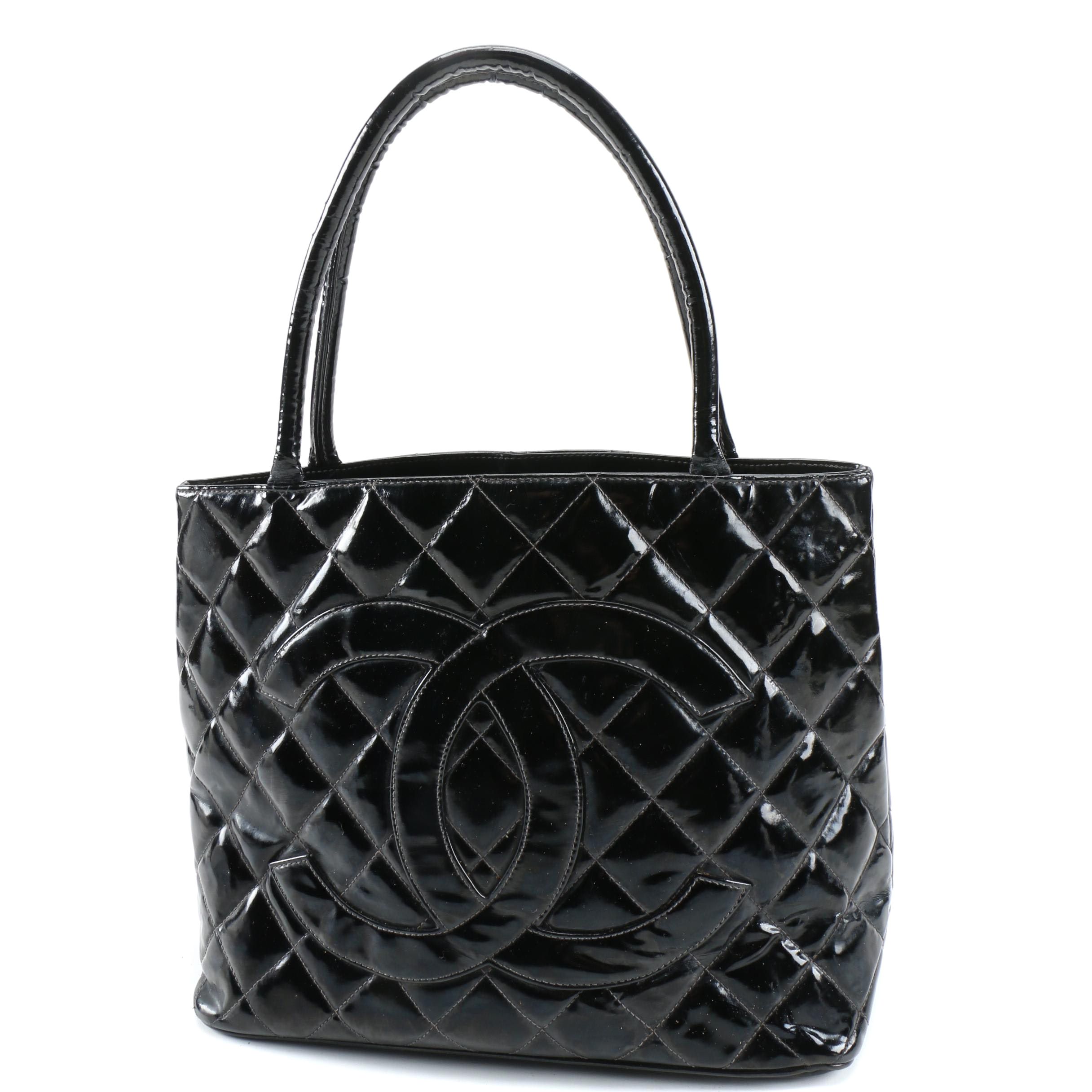 Chanel CC Tote in Black Quilted Patent Leather