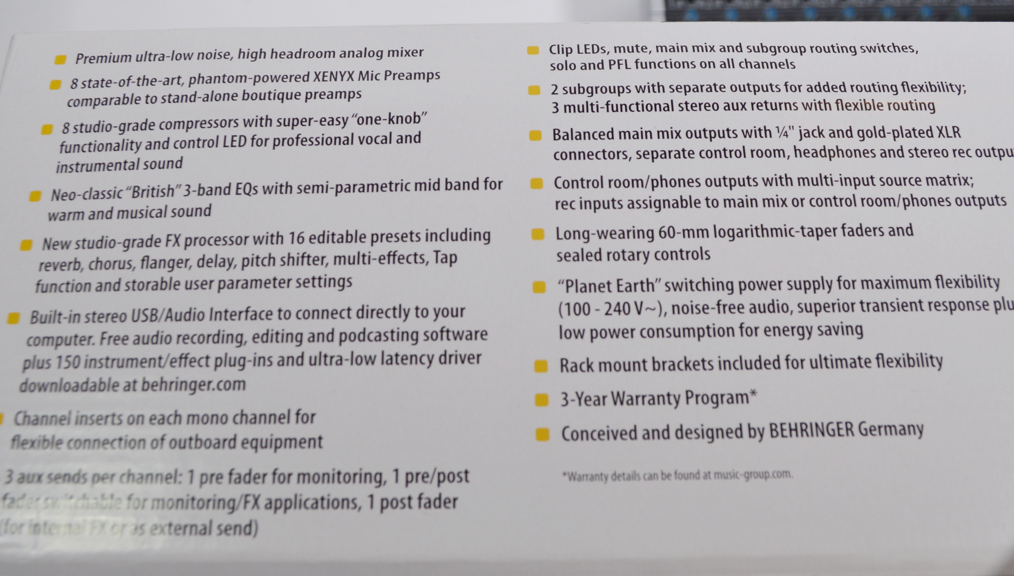 Behringer Xenyx Sound Mixer with USB and Effects