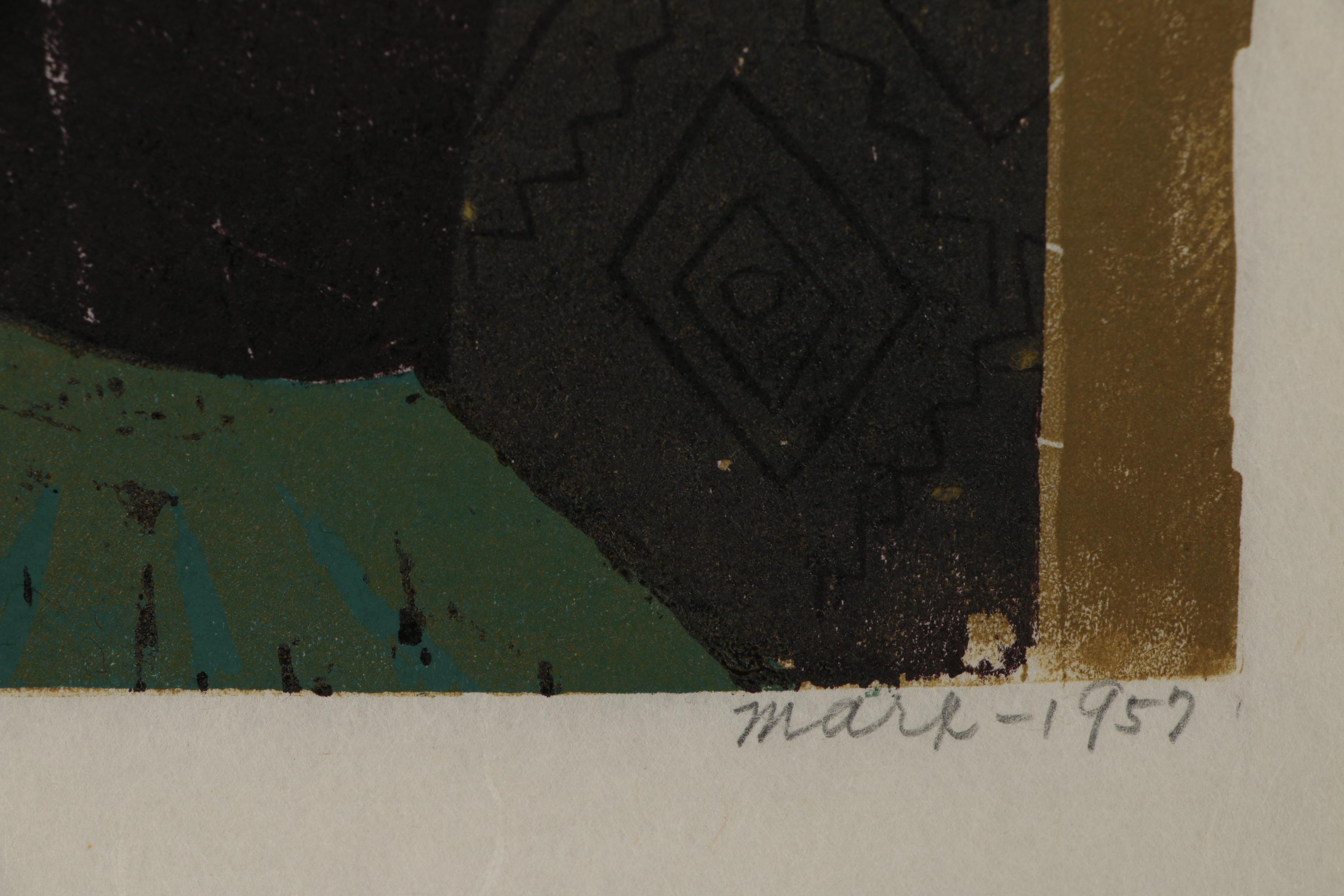 Evelyn Marx Woodcut "The Circle of the Years", 1957