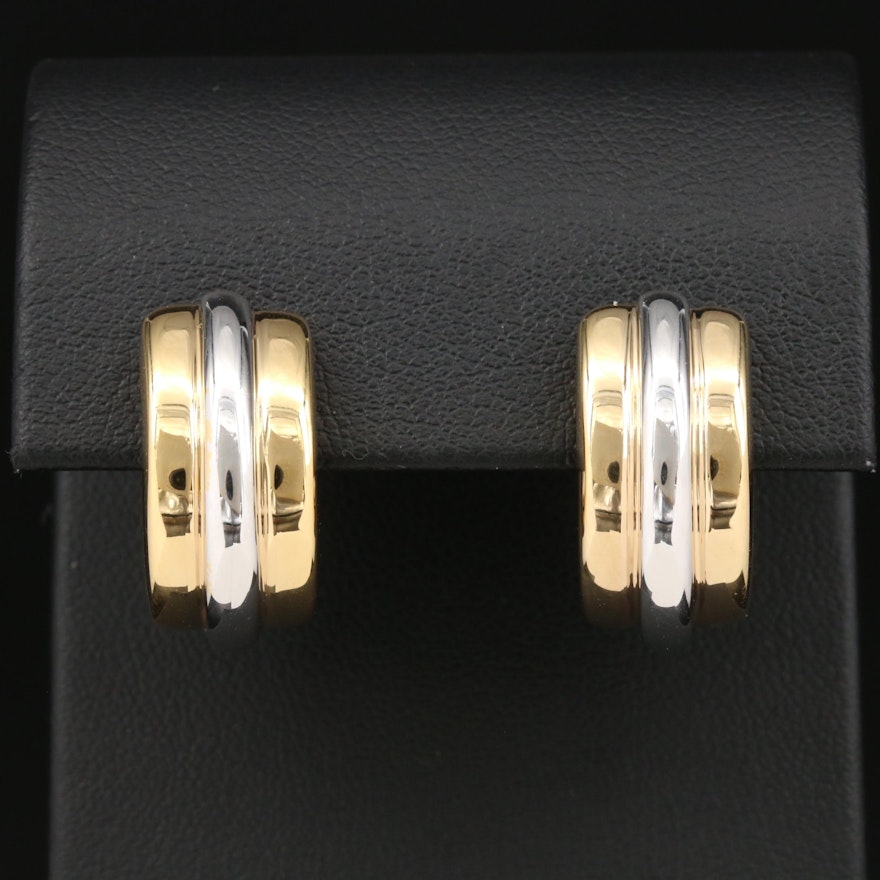 14K Yellow and White Gold Hoop Earrings