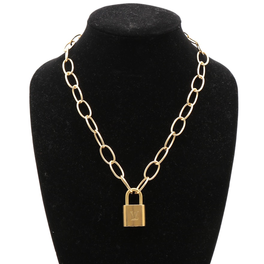 Louis Vuitton Lock on Cable Chain Necklace