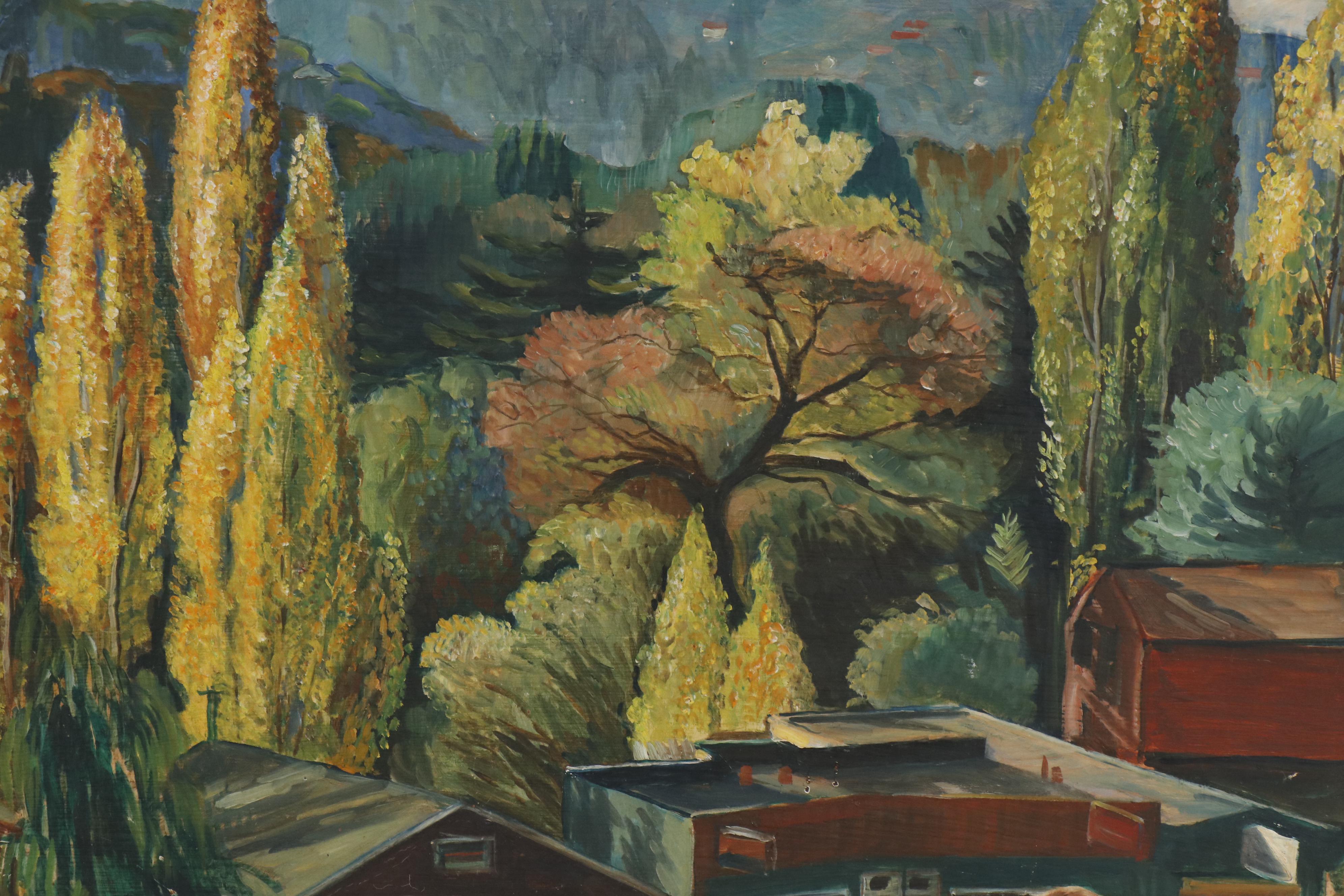 Walter Barron Currier Landscape Oil Painting, 1933