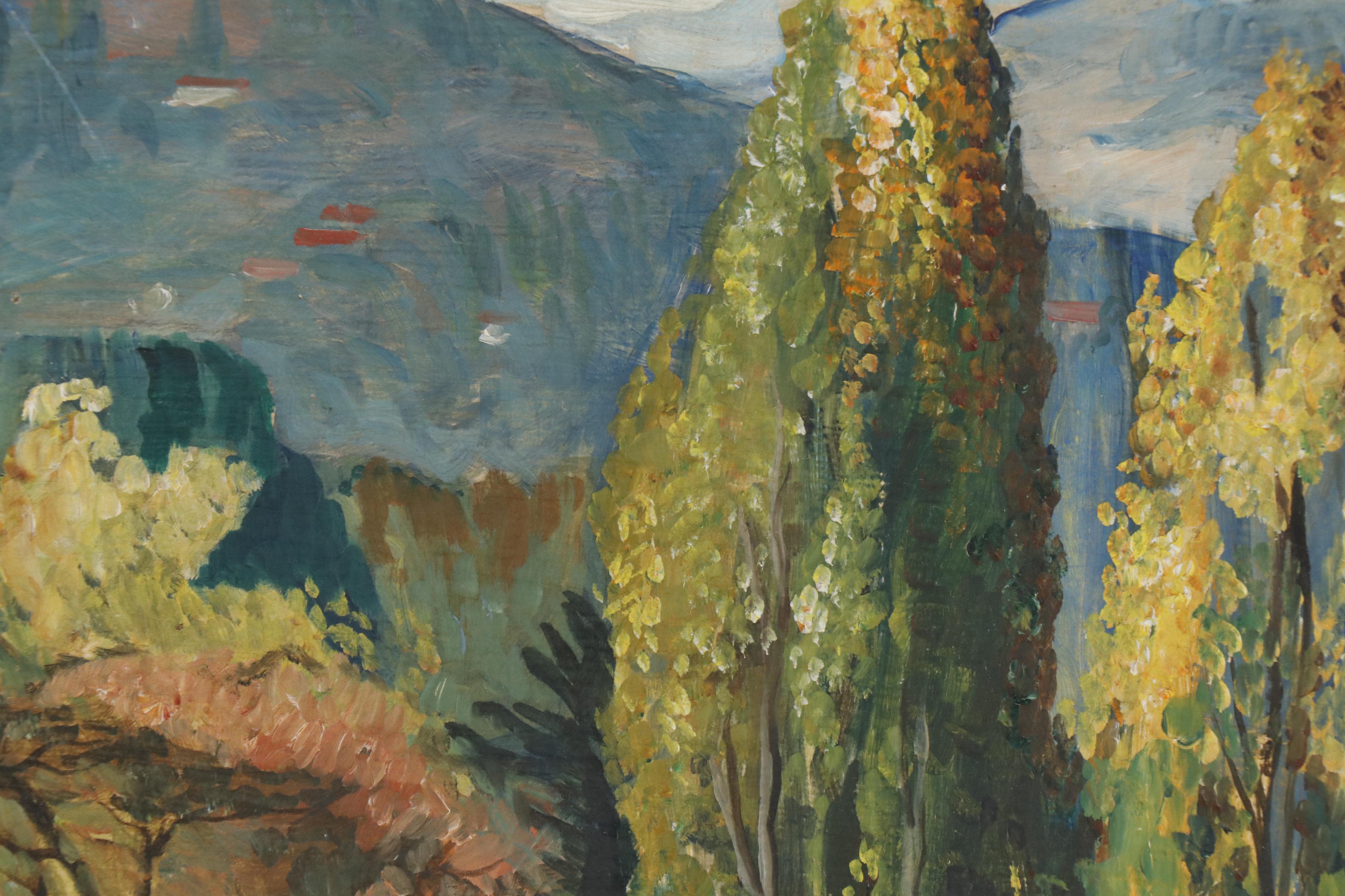 Walter Barron Currier Landscape Oil Painting, 1933