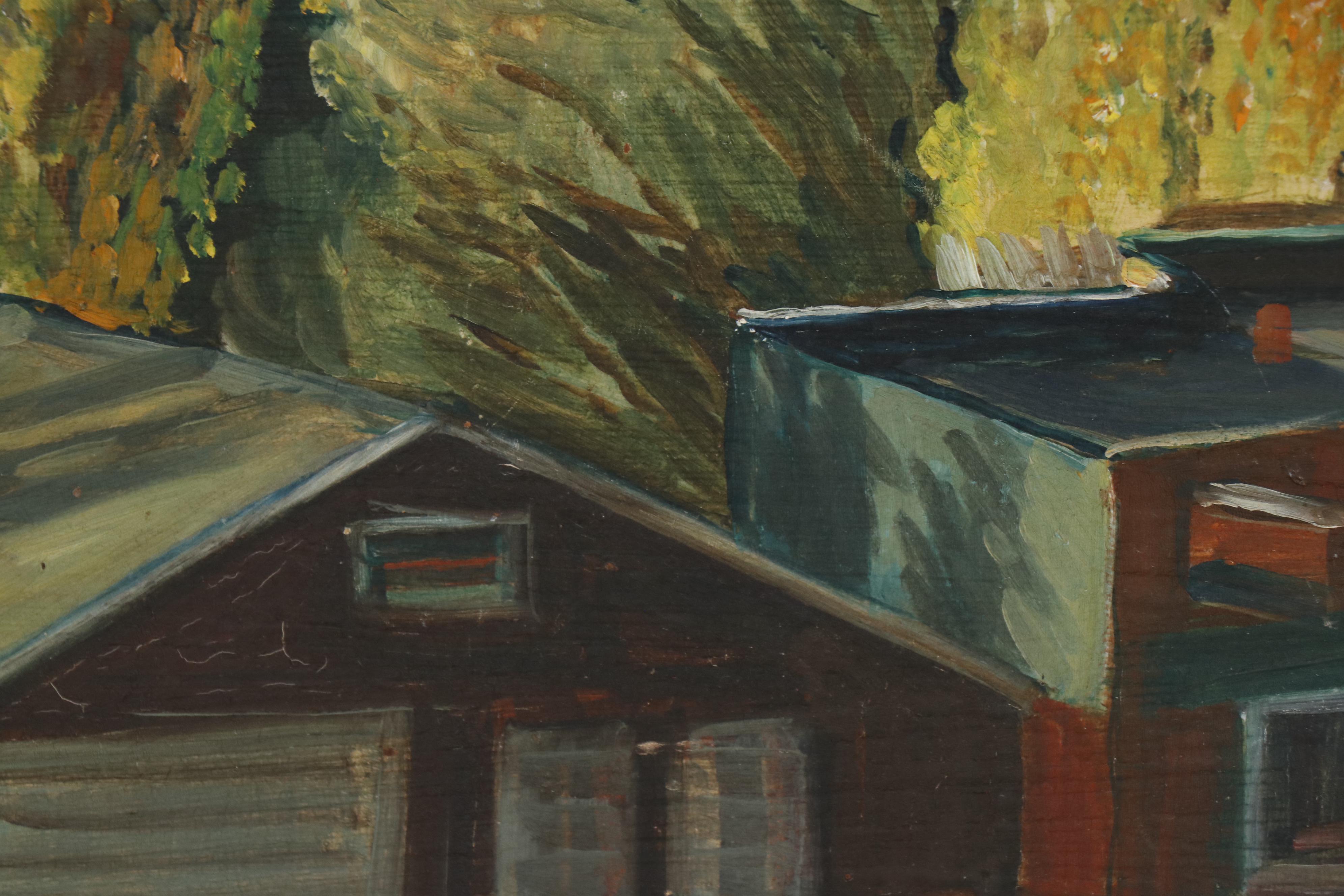 Walter Barron Currier Landscape Oil Painting, 1933