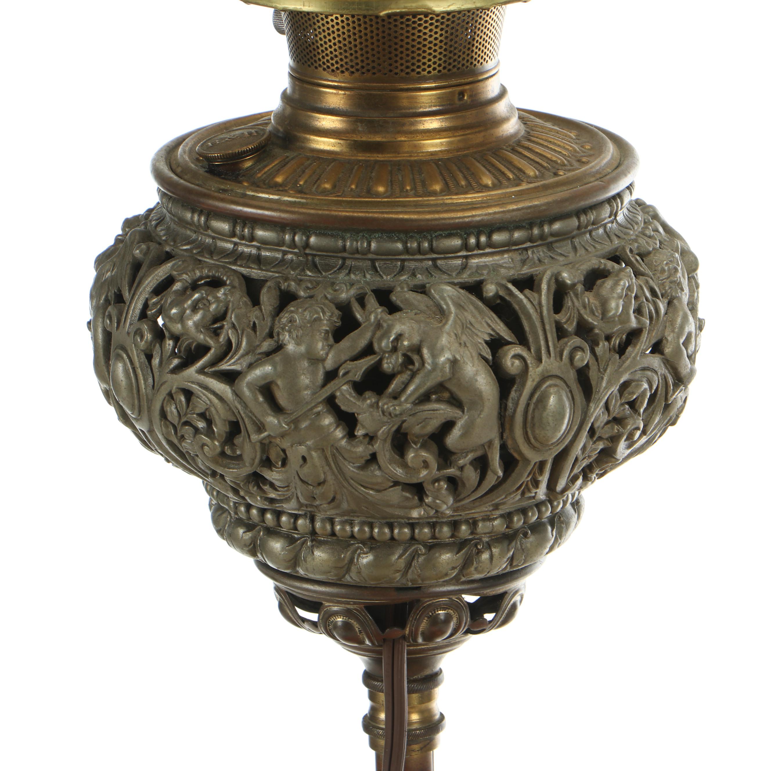 Bradley & Hubbard Victorian Brass Three-Tier Floor Lamp, Late 19th Century