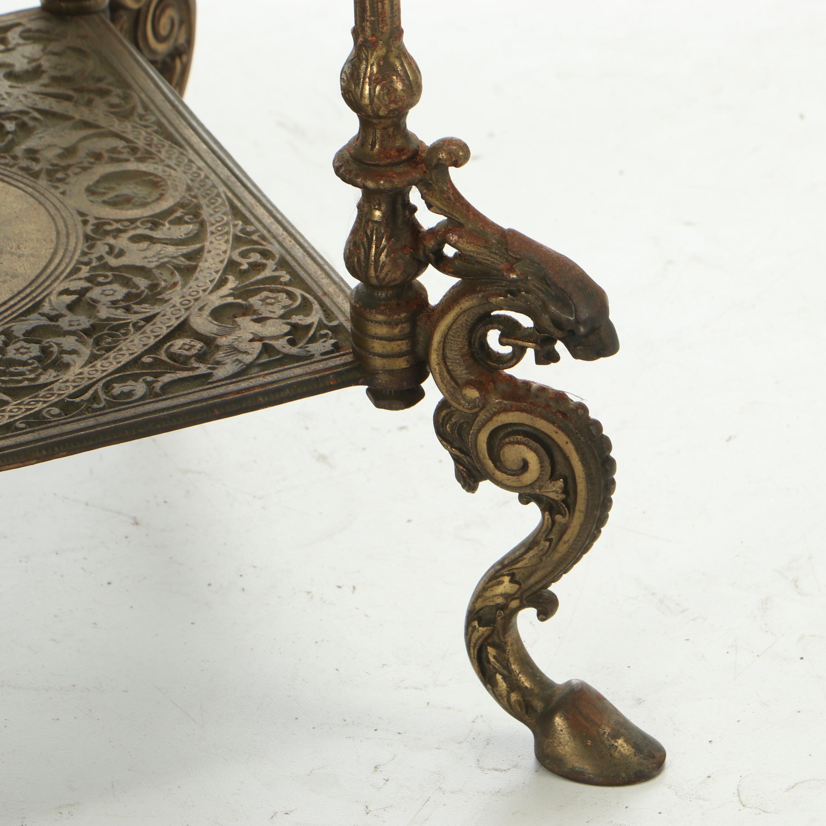 Bradley & Hubbard Victorian Brass Three-Tier Floor Lamp, Late 19th Century