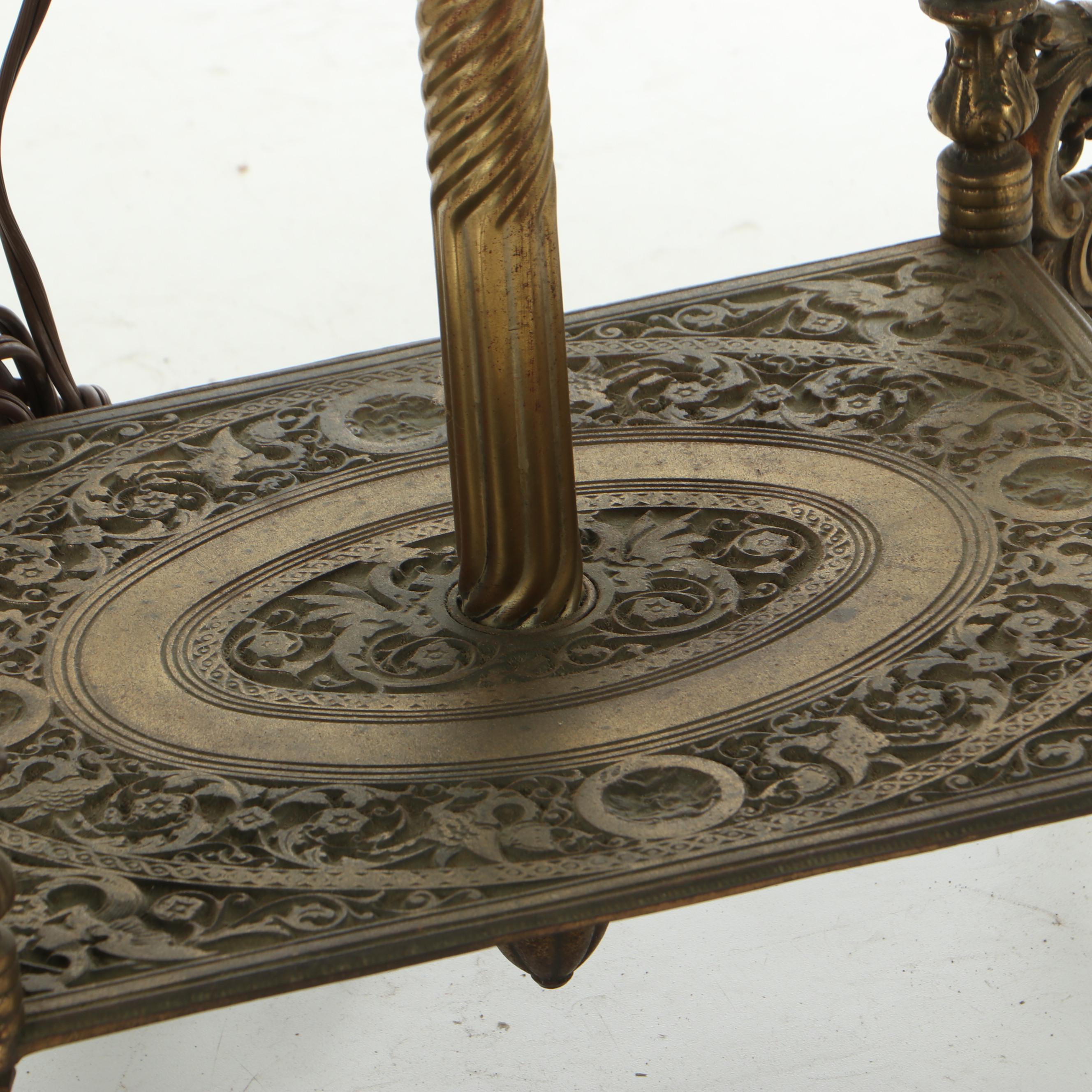 Bradley & Hubbard Victorian Brass Three-Tier Floor Lamp, Late 19th Century