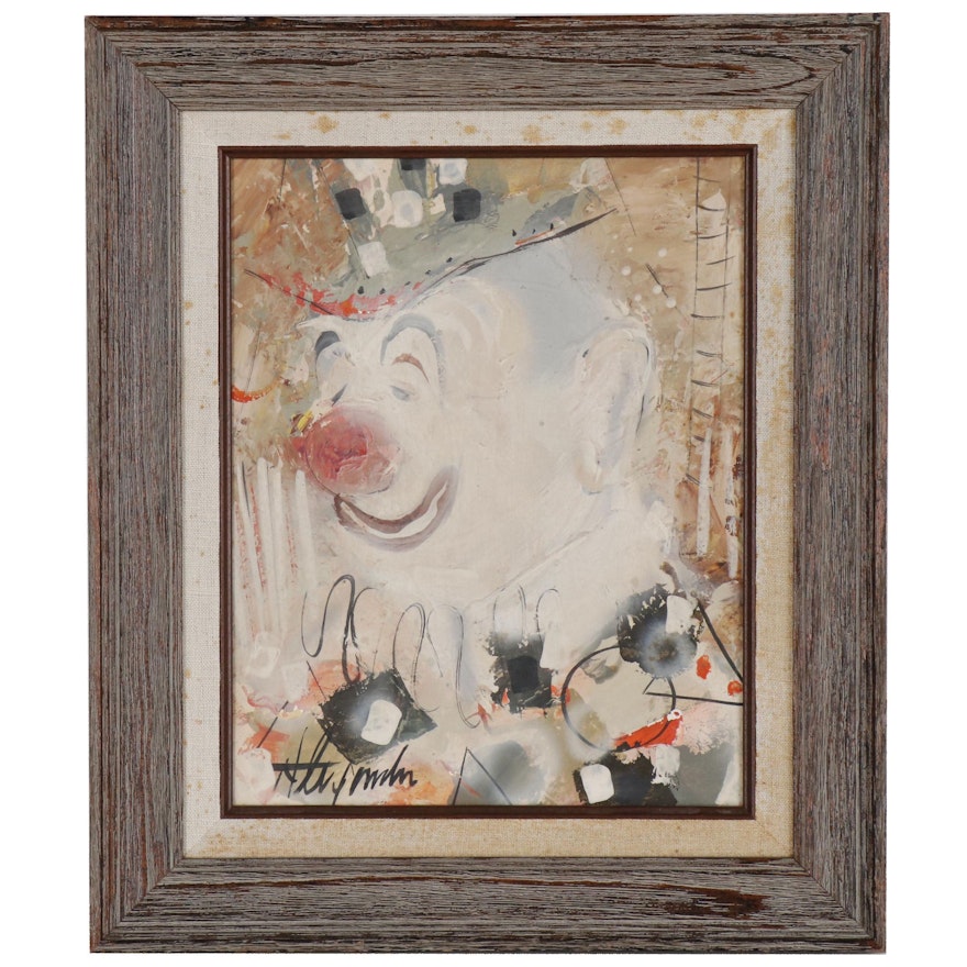 Mixed Media Expressionist Painting of Clown