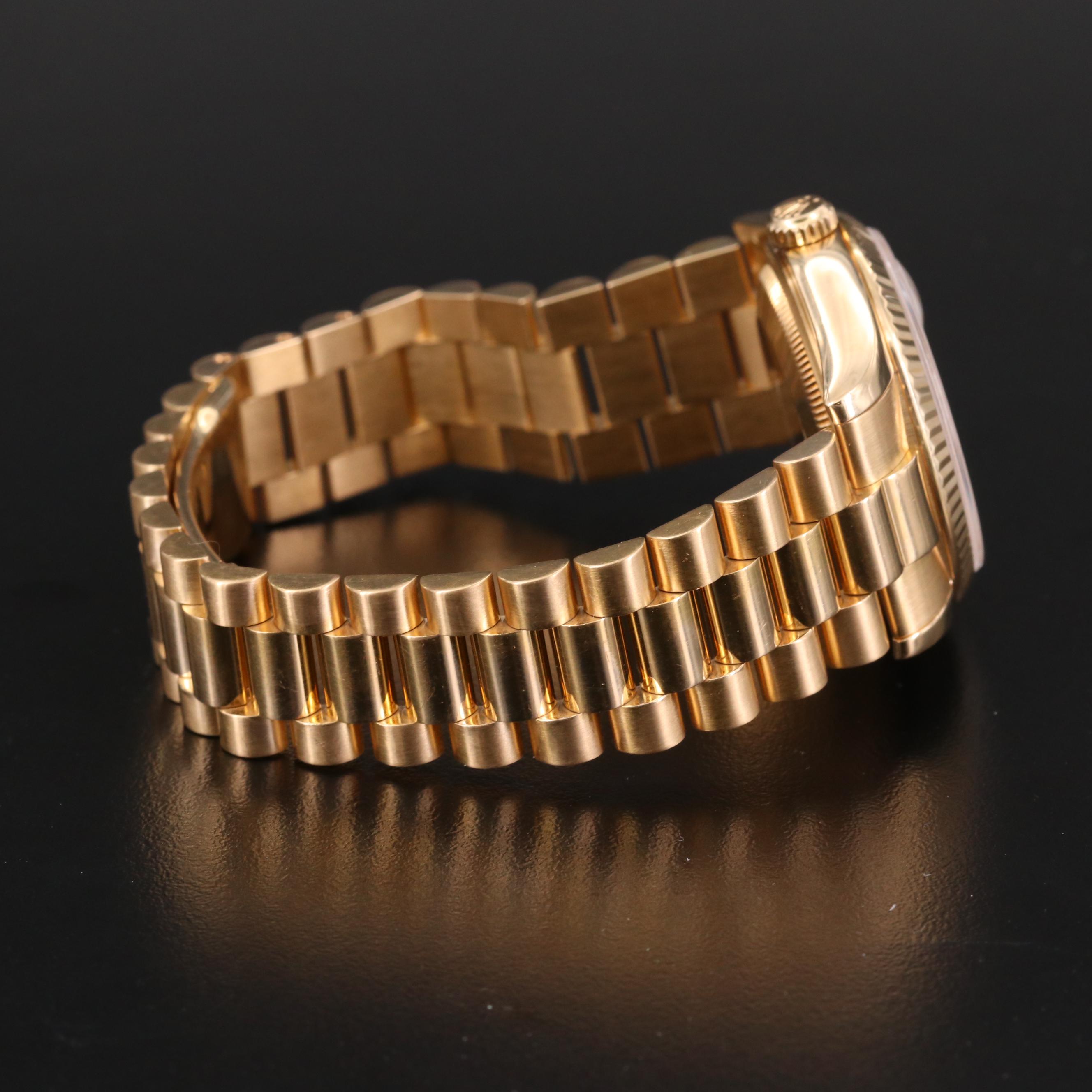 Rolex Day - Date 18K Gold Watch with Ivory Pyramid Dial, 2004