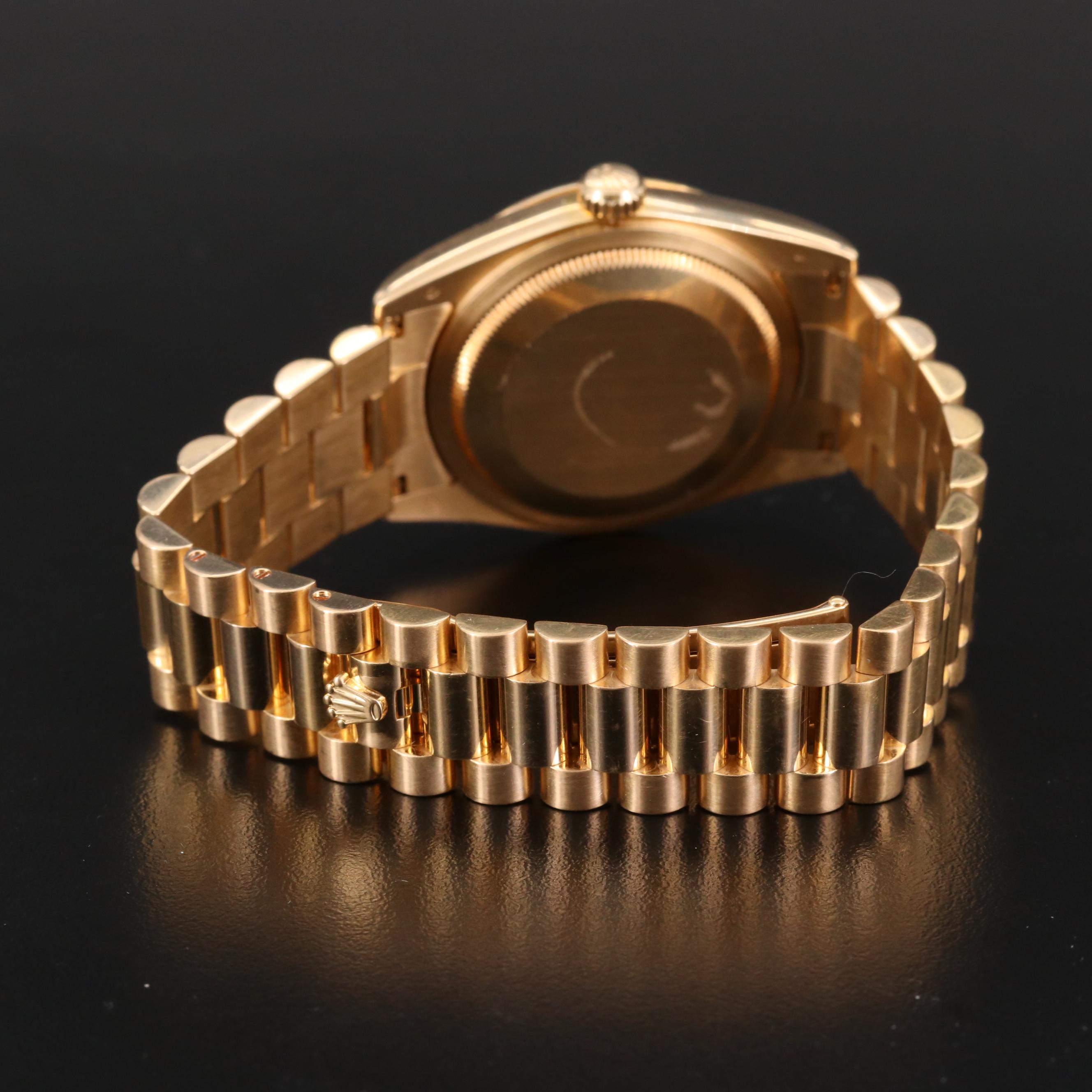 Rolex Day - Date 18K Gold Watch with Ivory Pyramid Dial, 2004