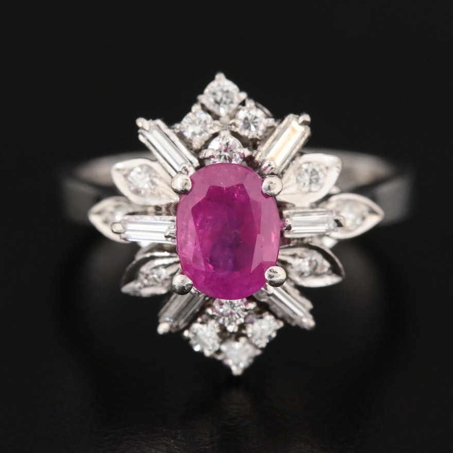 Platinum Ruby and Diamond Ring