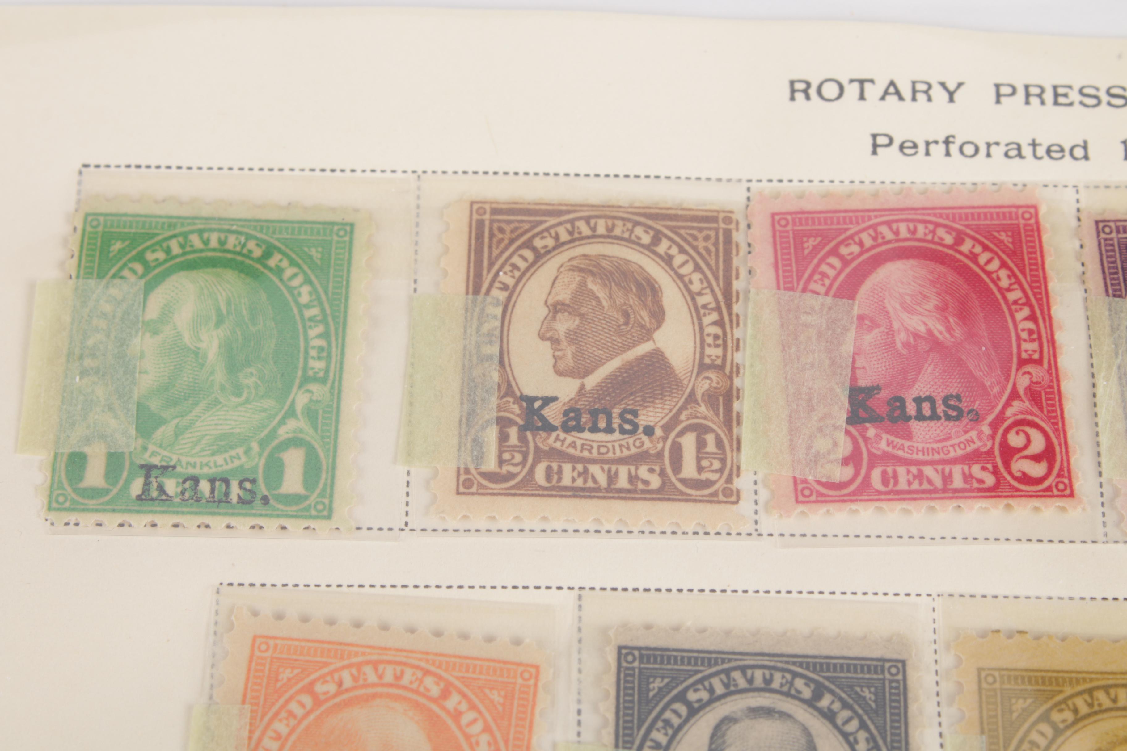 United States Kansas Overprint Stamps, Scott 658 - 668, 1929