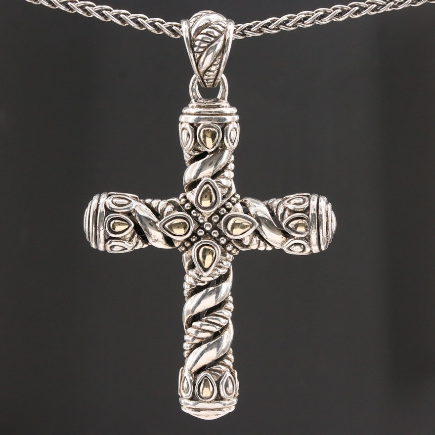 Jai by John Hardy Sterling Silver Cross Pendant Necklace with 14K Accents