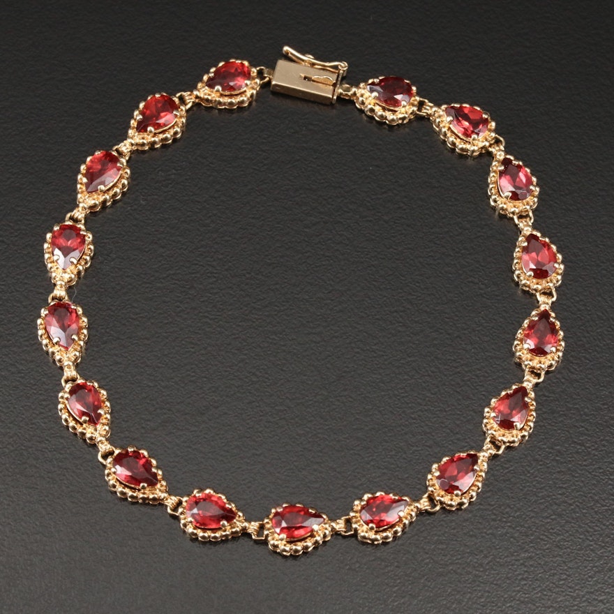 14K Yellow Gold Garnet Bracelet