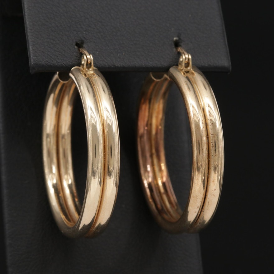 14K Yellow Gold Double Hoop Earrings