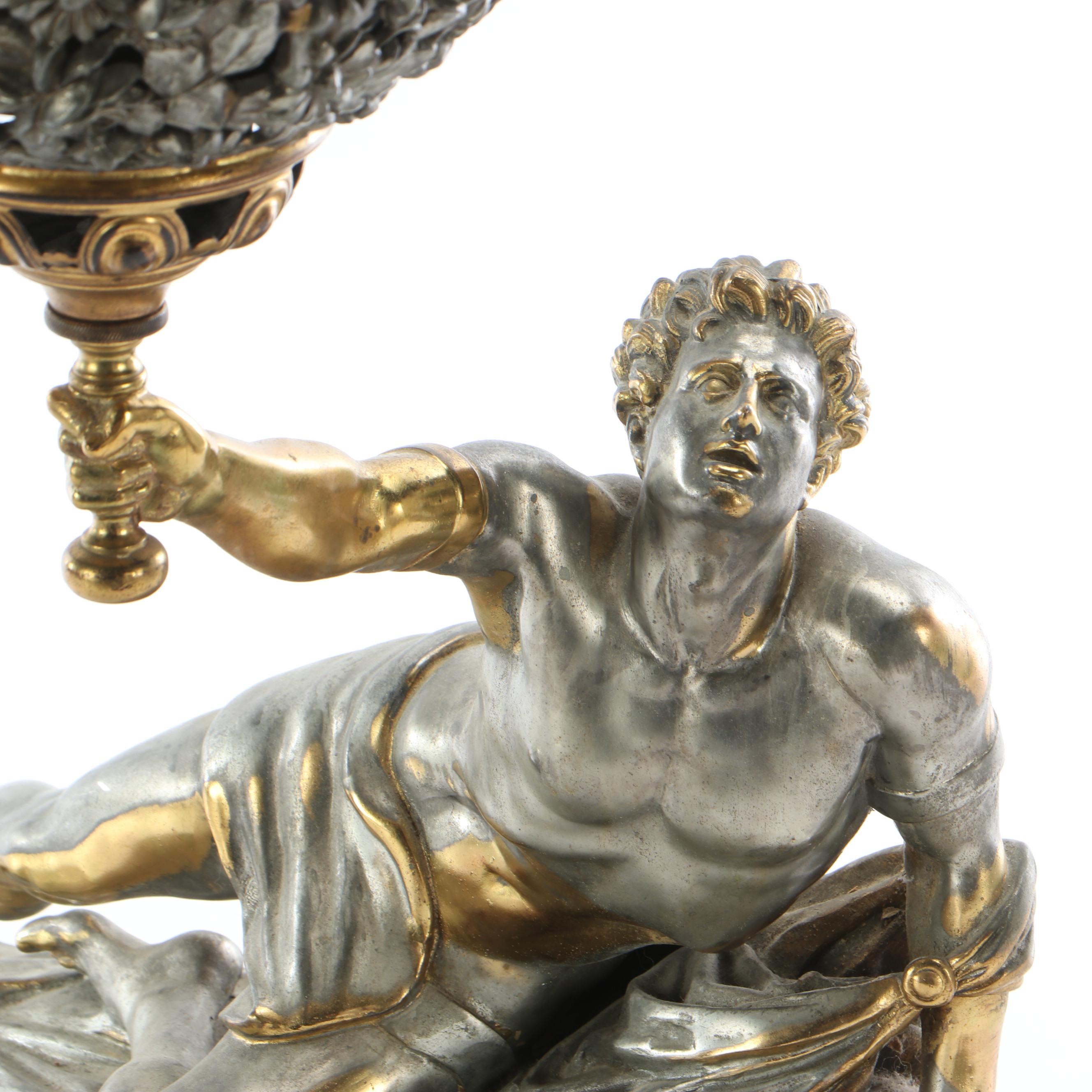 Pair Of Bradley & Hubbard Victorian "Soldat Spartiate" Lamp After Cortot