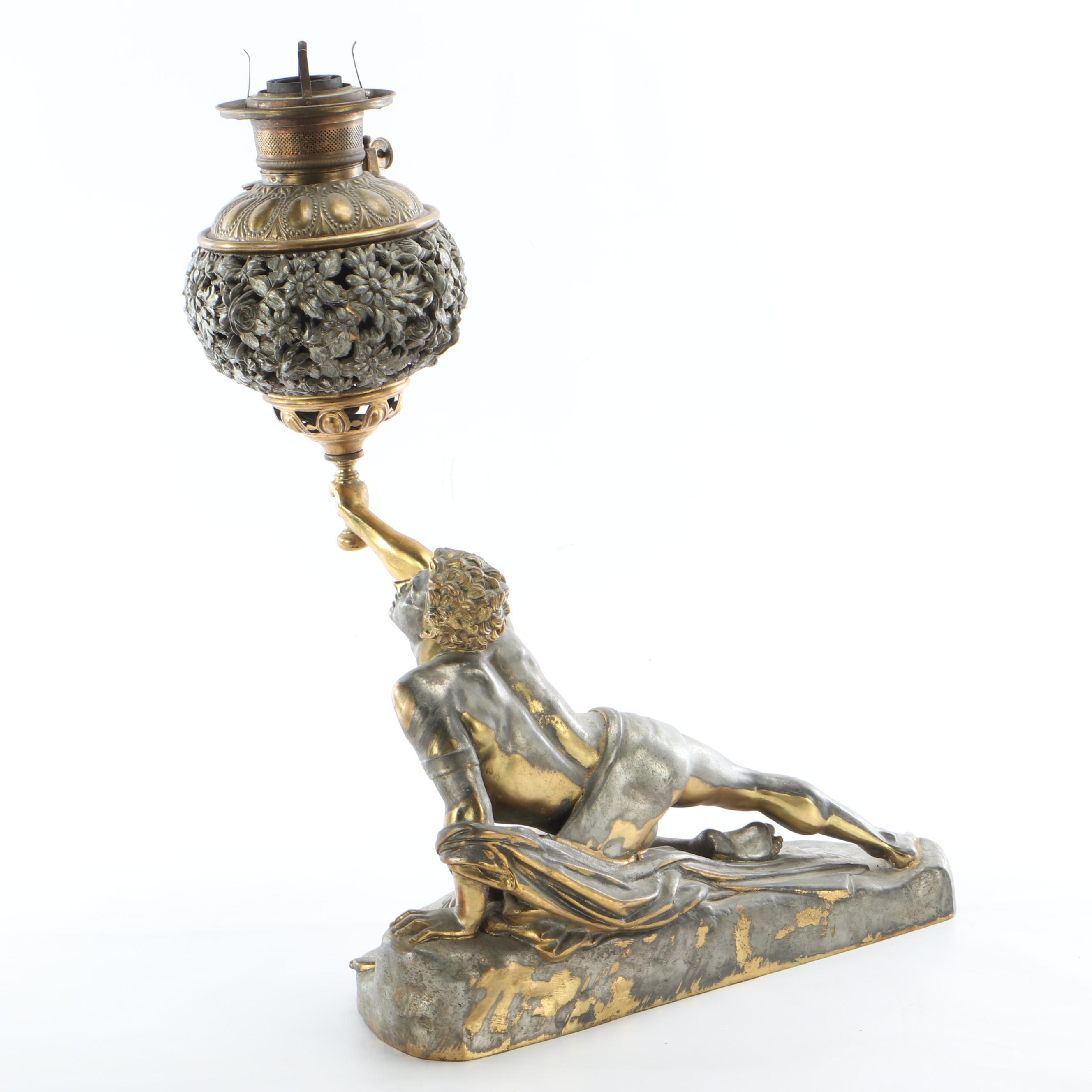 Pair Of Bradley & Hubbard Victorian "Soldat Spartiate" Lamp After Cortot