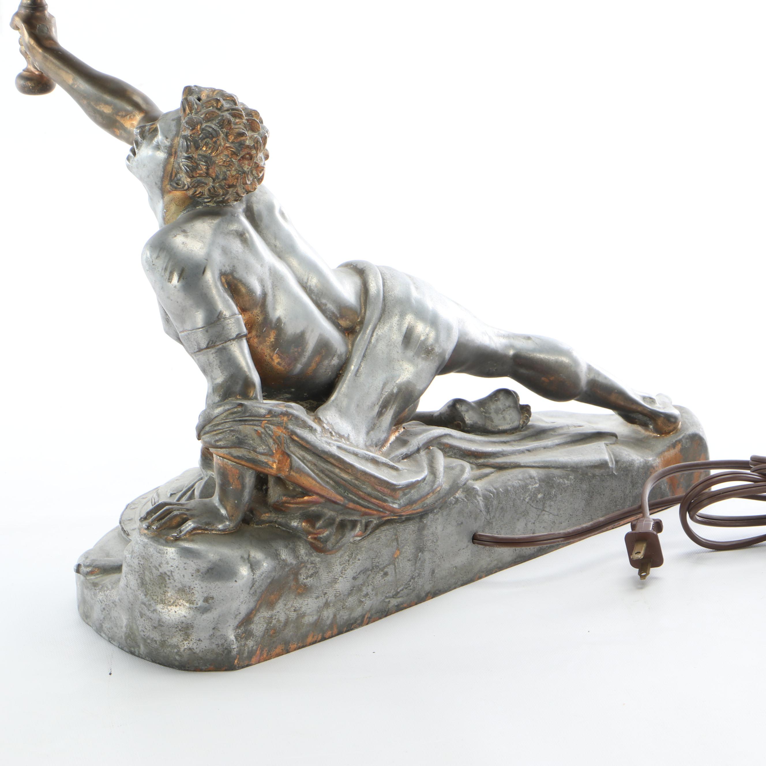 Pair Of Bradley & Hubbard Victorian "Soldat Spartiate" Lamp After Cortot