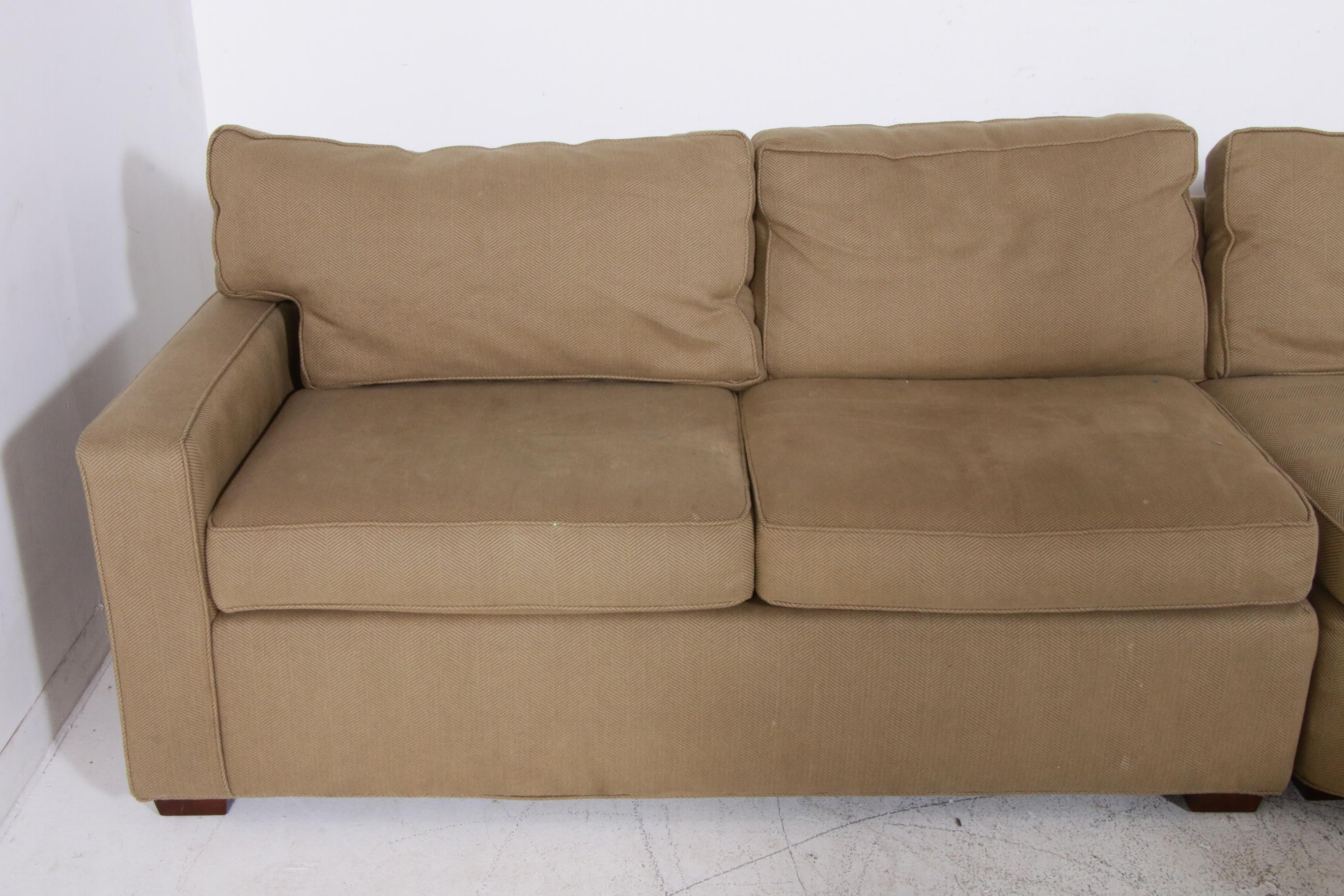 Pottery Barn Fabric Upholstered Three-Piece Square Arm Sectional Sofa