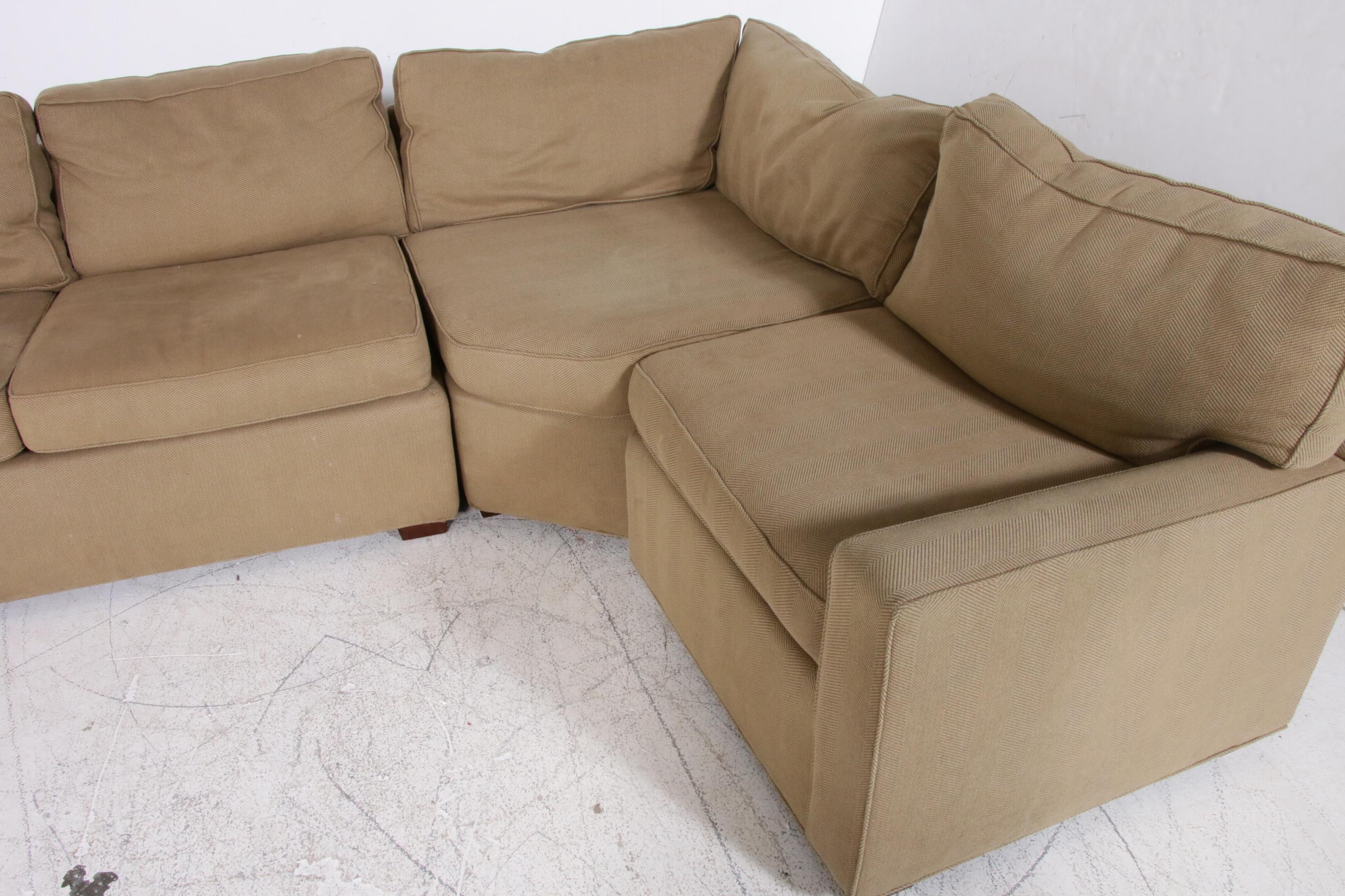 Pottery Barn Fabric Upholstered Three-Piece Square Arm Sectional Sofa