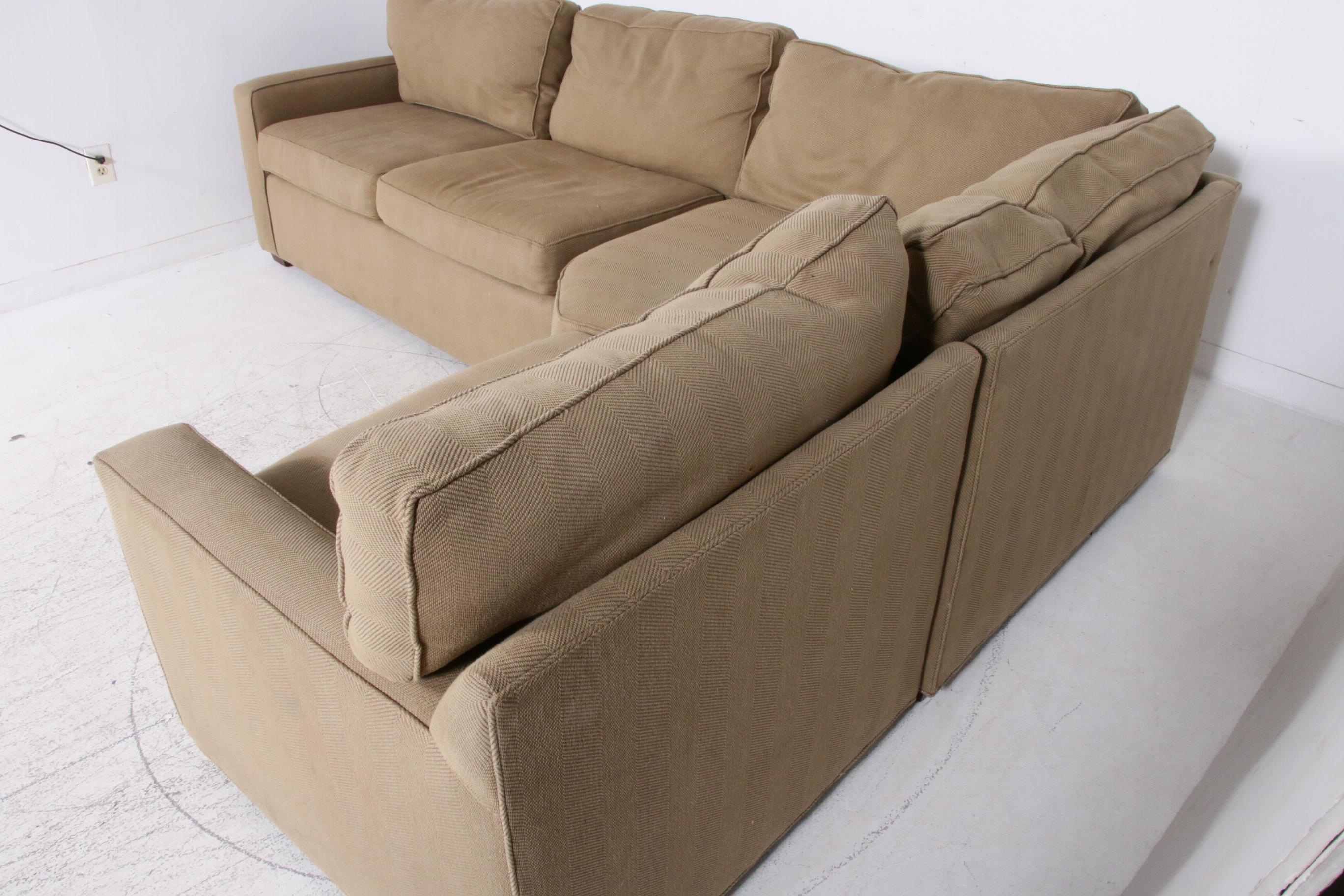 Pottery Barn Fabric Upholstered Three-Piece Square Arm Sectional Sofa