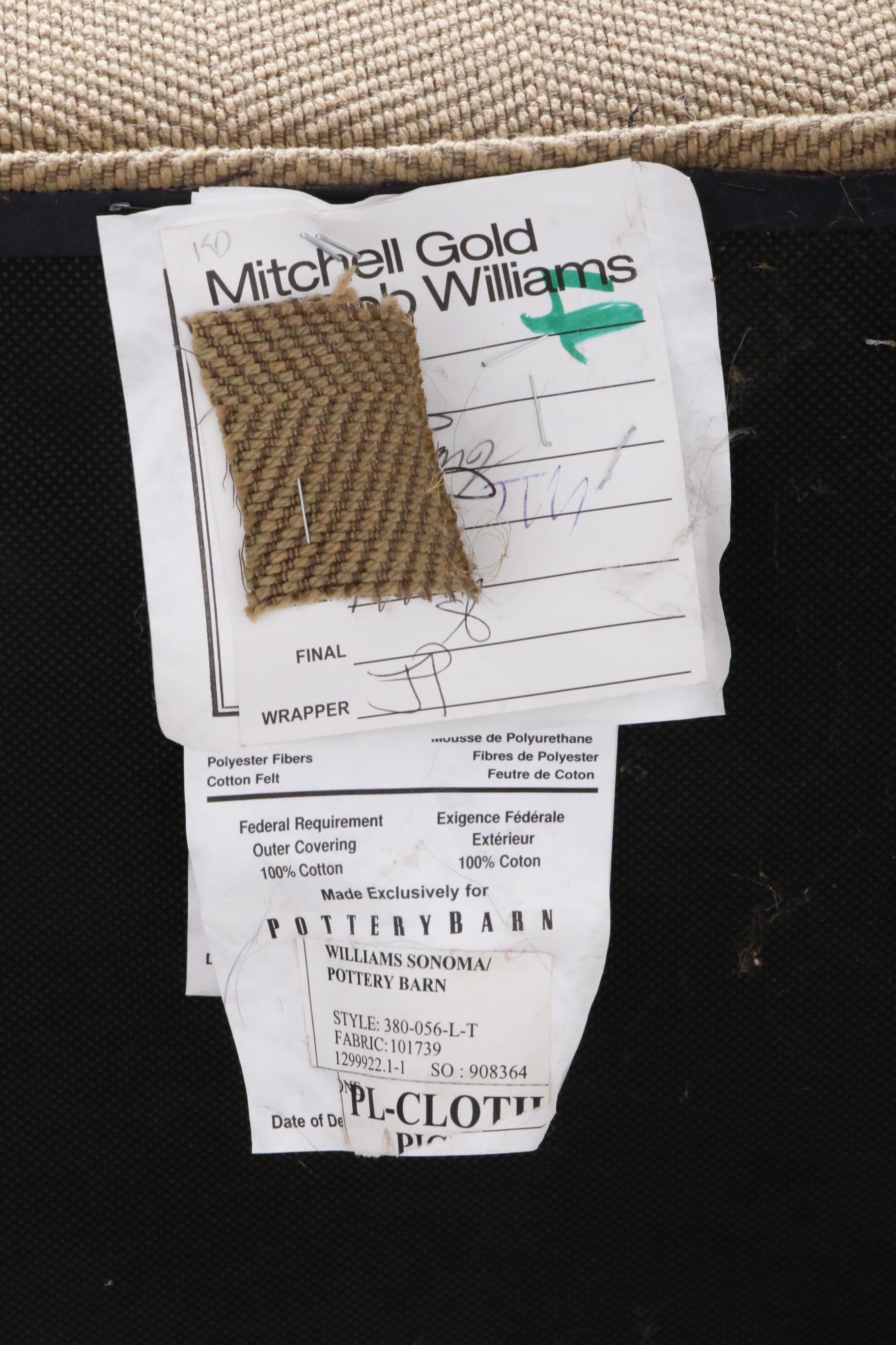 Pottery Barn Fabric Upholstered Three-Piece Square Arm Sectional Sofa