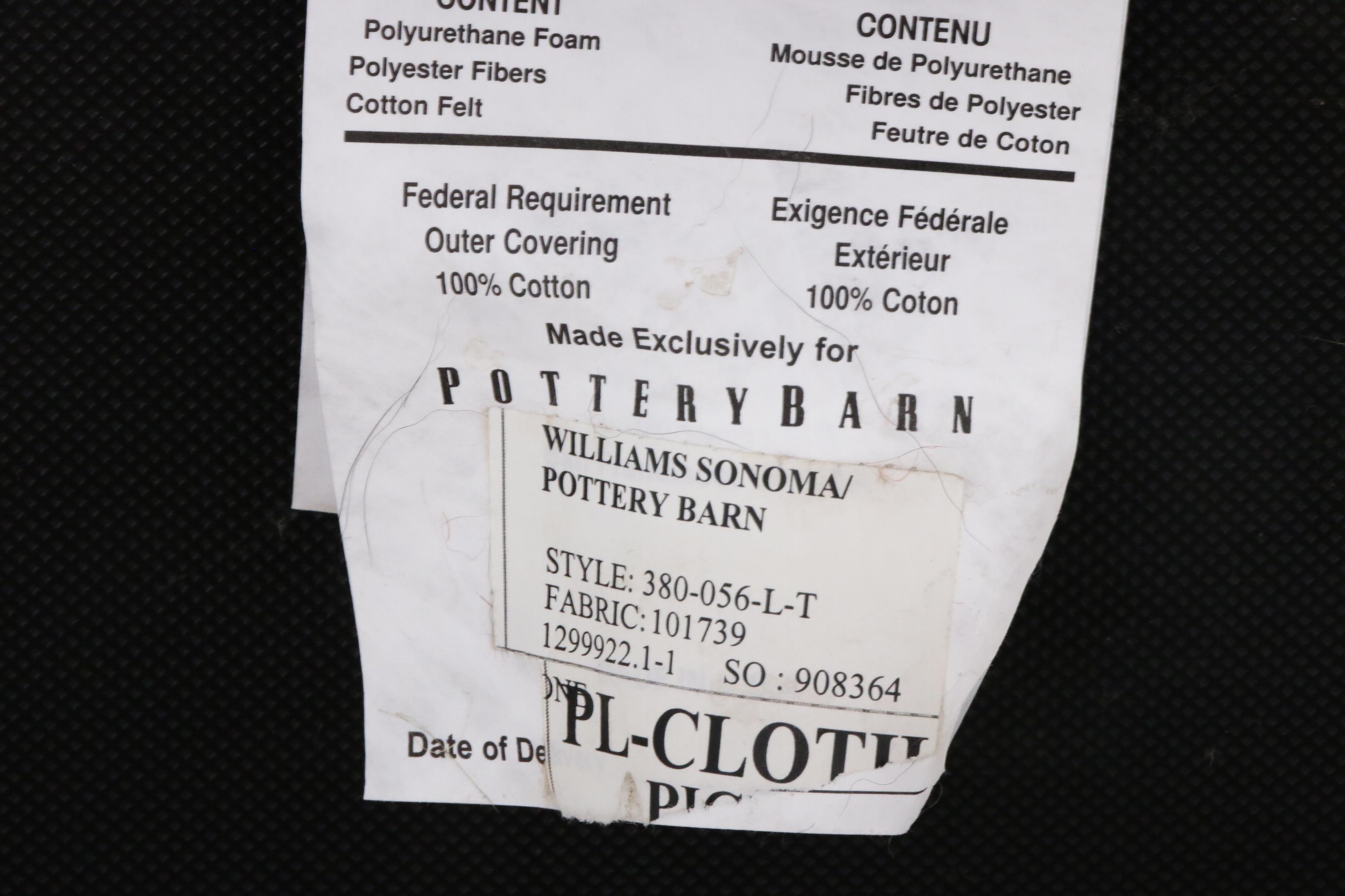 Pottery Barn Fabric Upholstered Three-Piece Square Arm Sectional Sofa