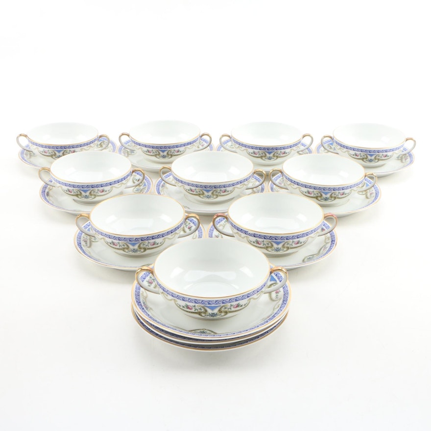 C. M. Hutschenreuther Porcelain Bouillon Cups and Saucers