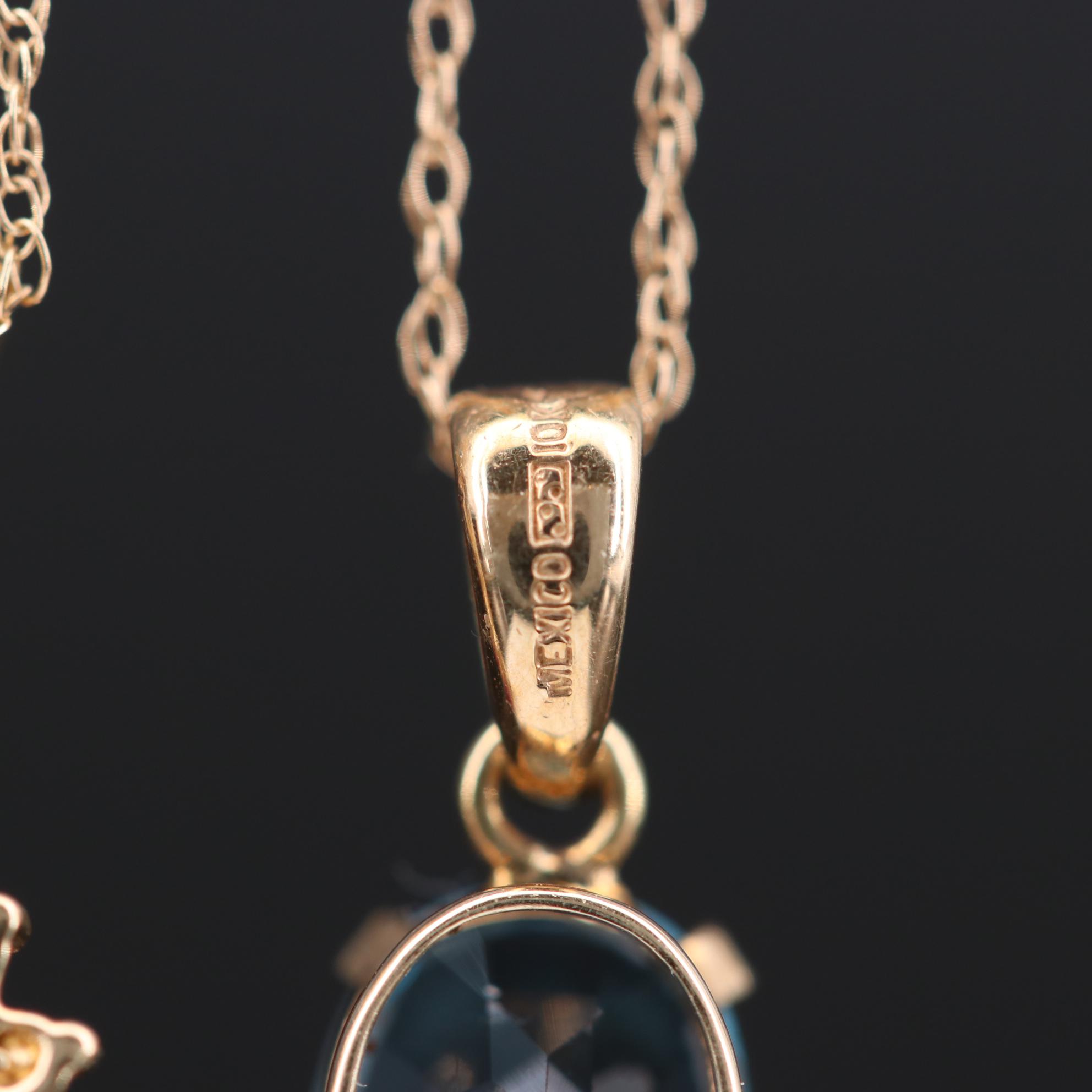 10K and 14K Gold Necklaces with Topaz, Ruby, Emerald, and Diamonds