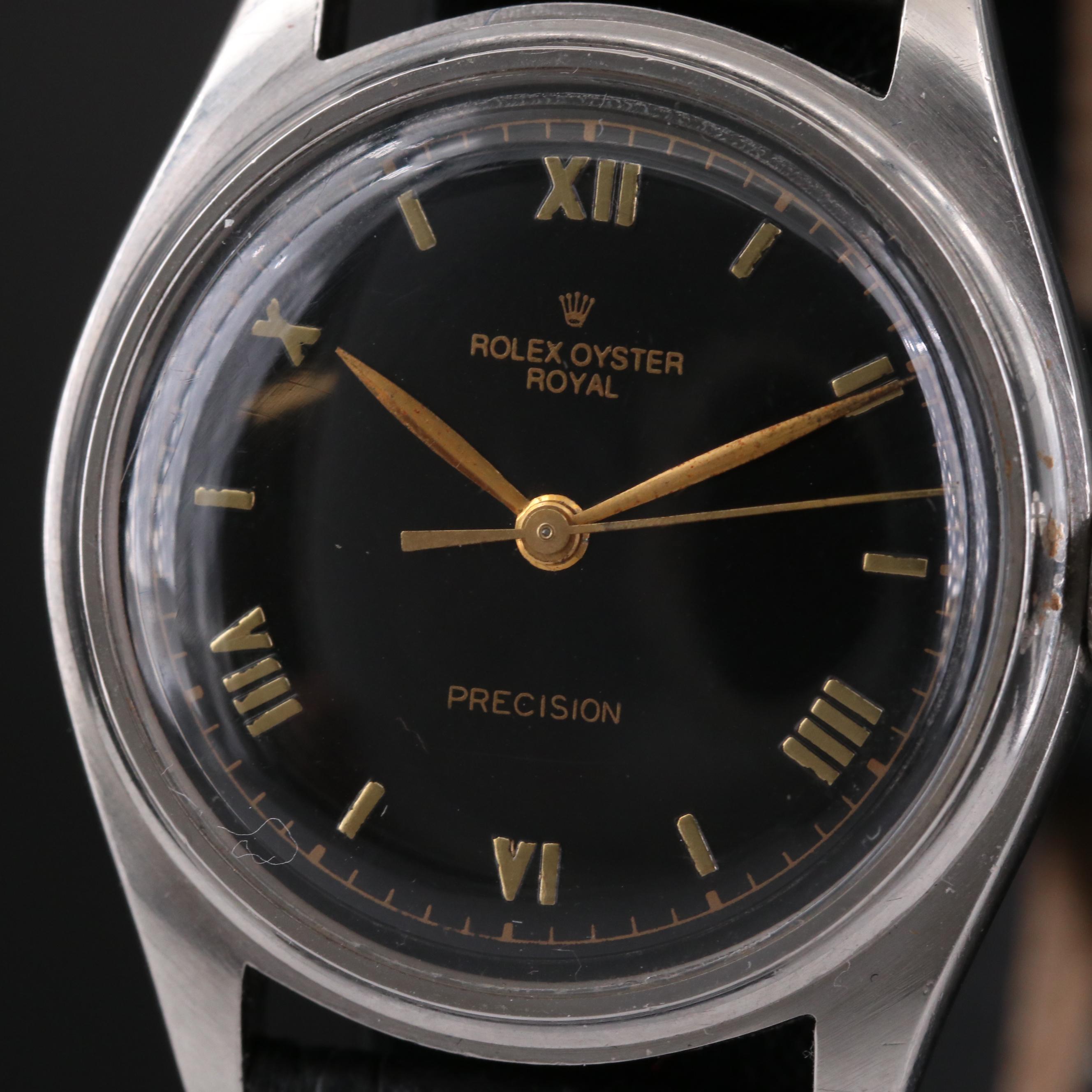 Vintage Rolex Oyster Royal Stainless Steel Stem Wind Watch, Circa 1951