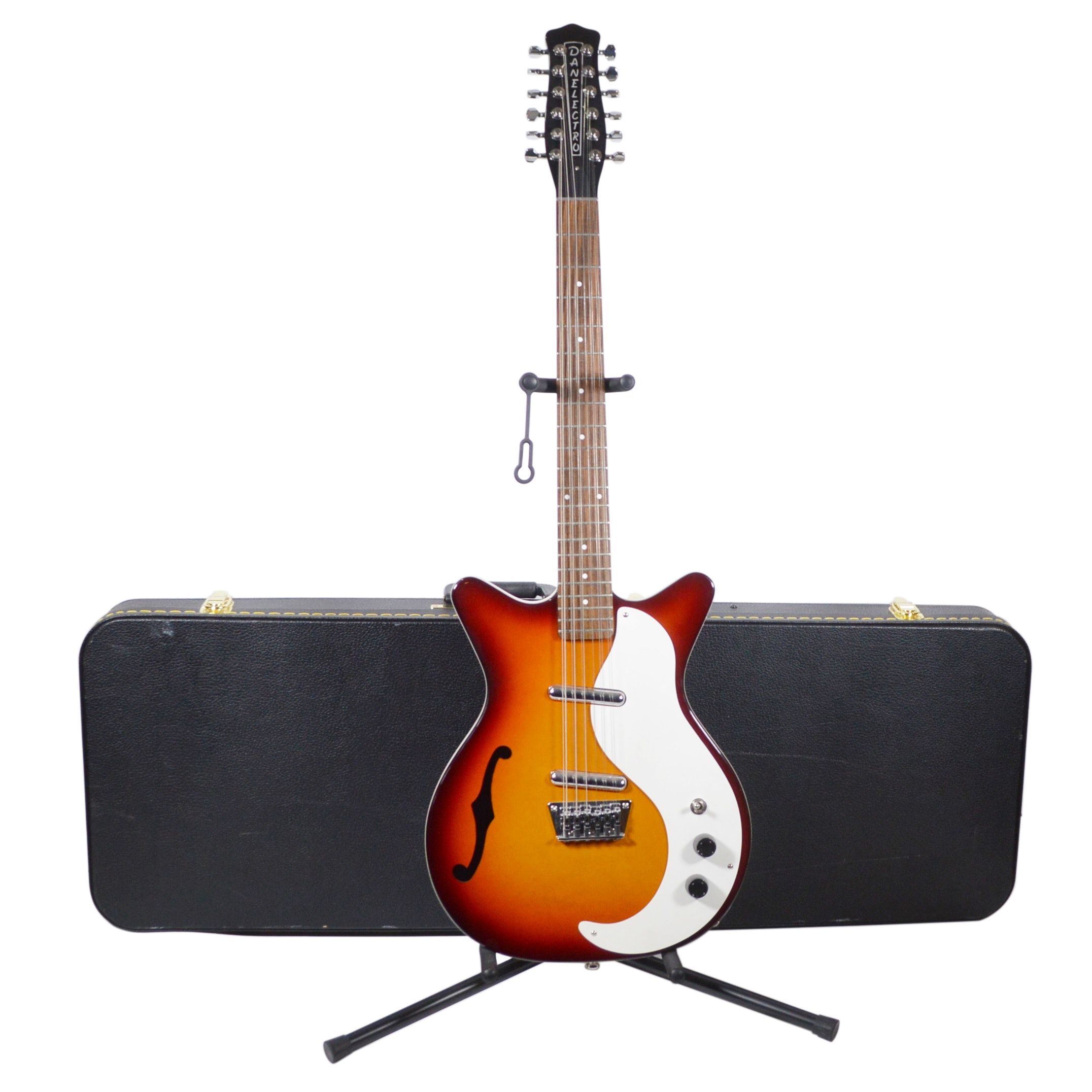 Danelectro 12 String Electric Guitar Tobacco Sunburst and Hard Carrying Case