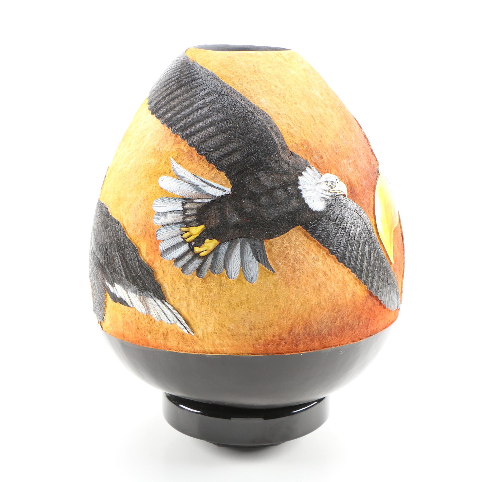 Denise Meyers Hand-painted Gourd "Eagle"