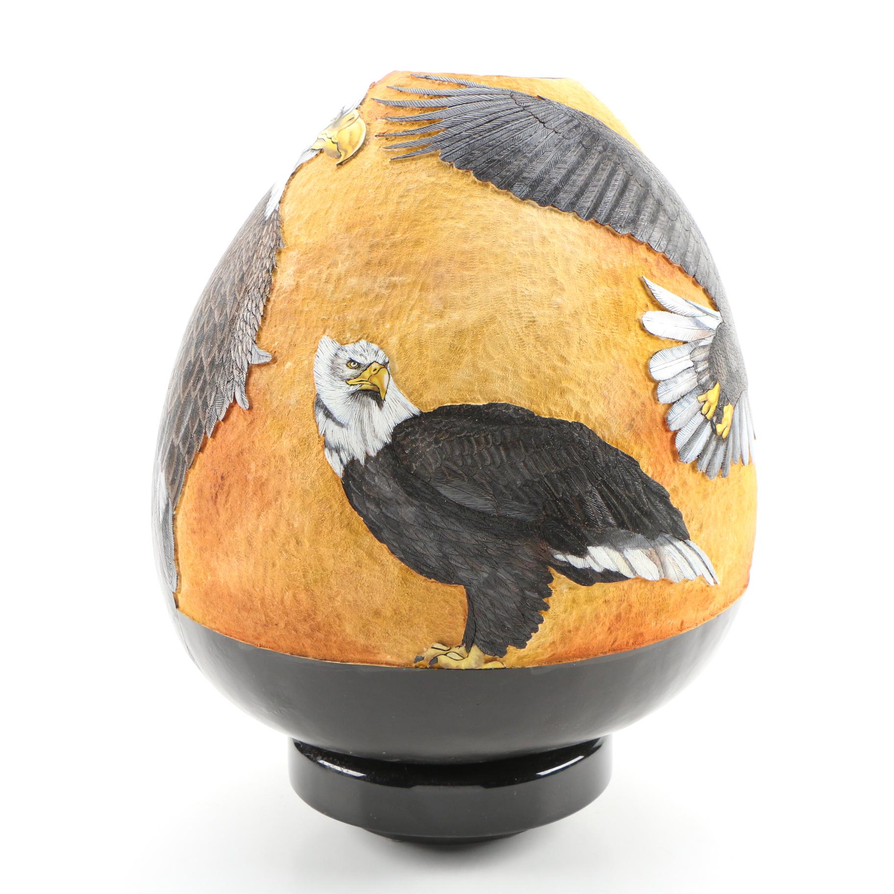 Denise Meyers Hand-painted Gourd "Eagle"