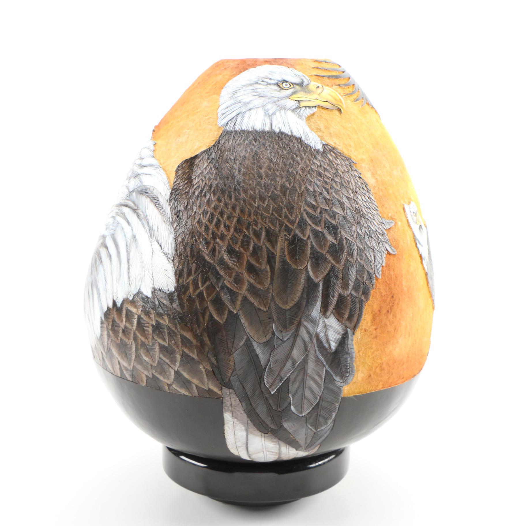 Denise Meyers Hand-painted Gourd "Eagle"