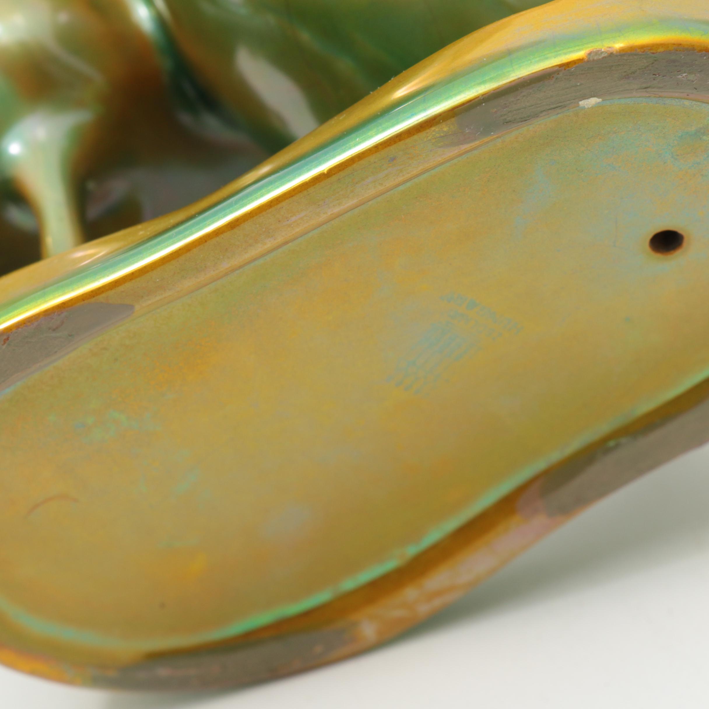 Zsolnay Hungary Iridescent Eosin Glazed Porcelain Chicken and Kitten Figurines