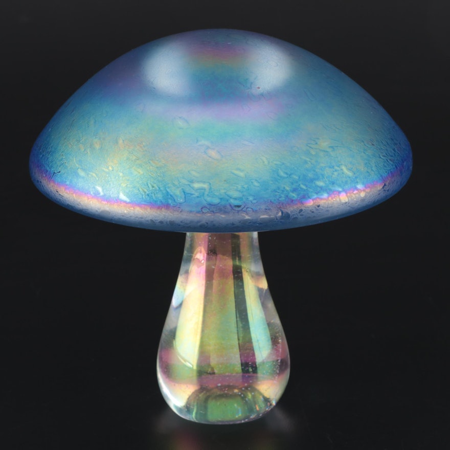 Iridescent Art Glass Mushroom