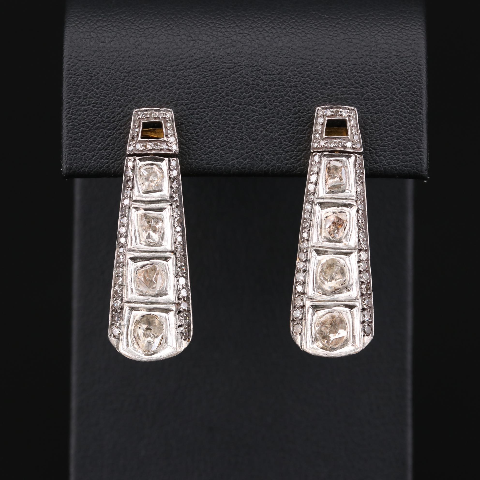 Sterling Silver Diamond Drop Earrings