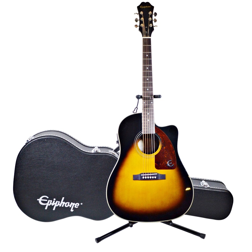 Epiphone AJ-210CE Outfit Acoustic-Electric Guitar and Hard Carrying Case