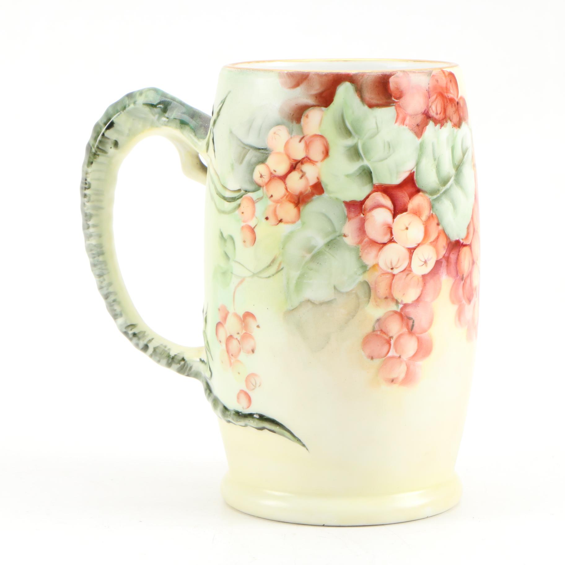 Jean Pouyat Hand-Painted Limoges Porcelain Mug/Tankard